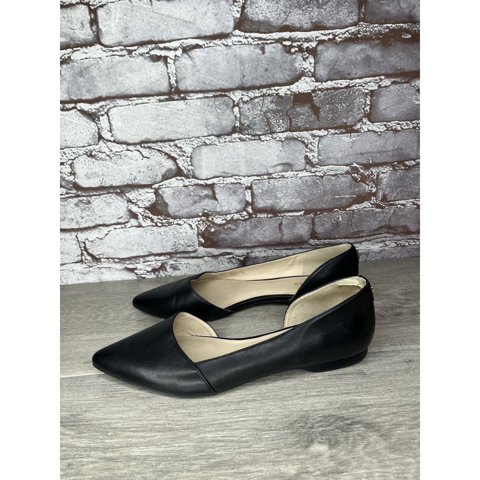 Cole Haan Cole Haan D’Orsay Black Leather Pointed Toe Slip On Flats Wo Size US 8 / IT 38 - 2 Thumbnail