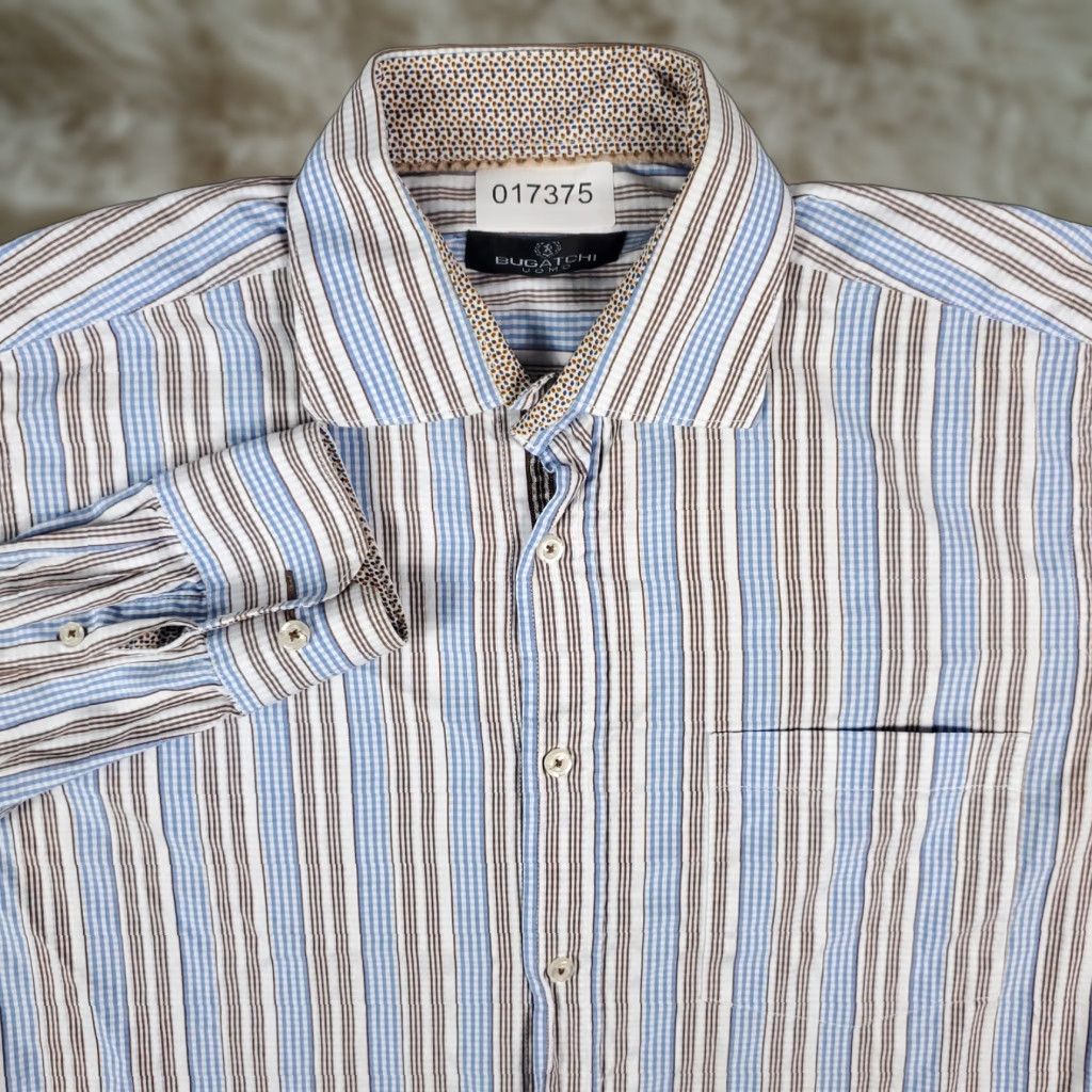 BUGATCHI Bugatchi Uomo Shirt Mens Large Blue Striped Button Up Long Sleeve Size US L / EU 52-54 / 3 - 1 Thumbnail