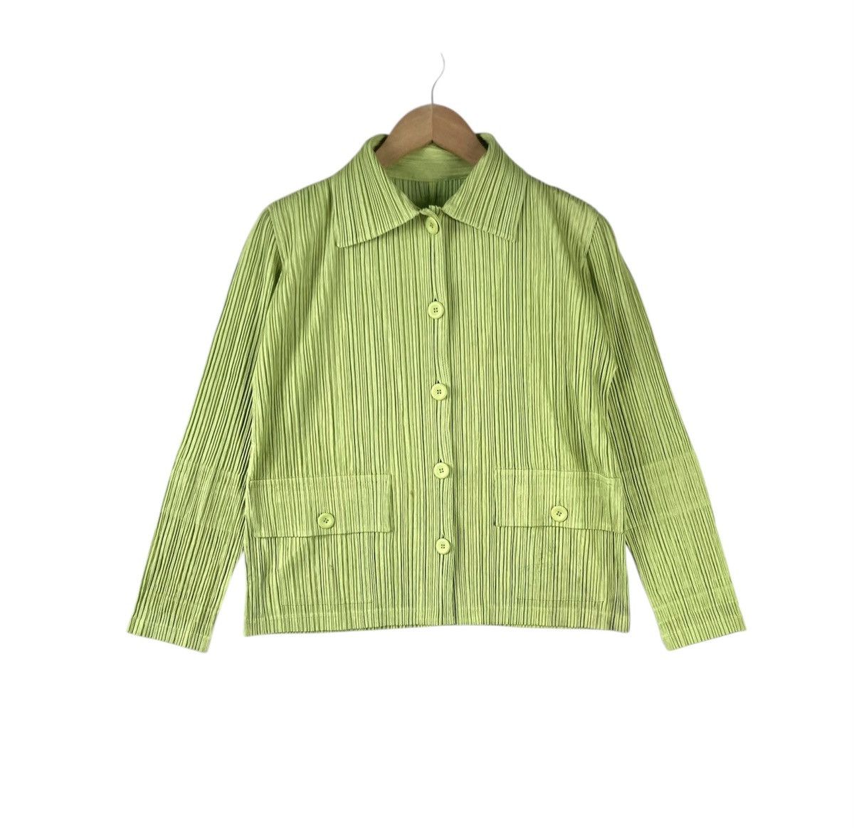 Pleats Please Issey Miyake Pleated Jumper Blouse Grass Green