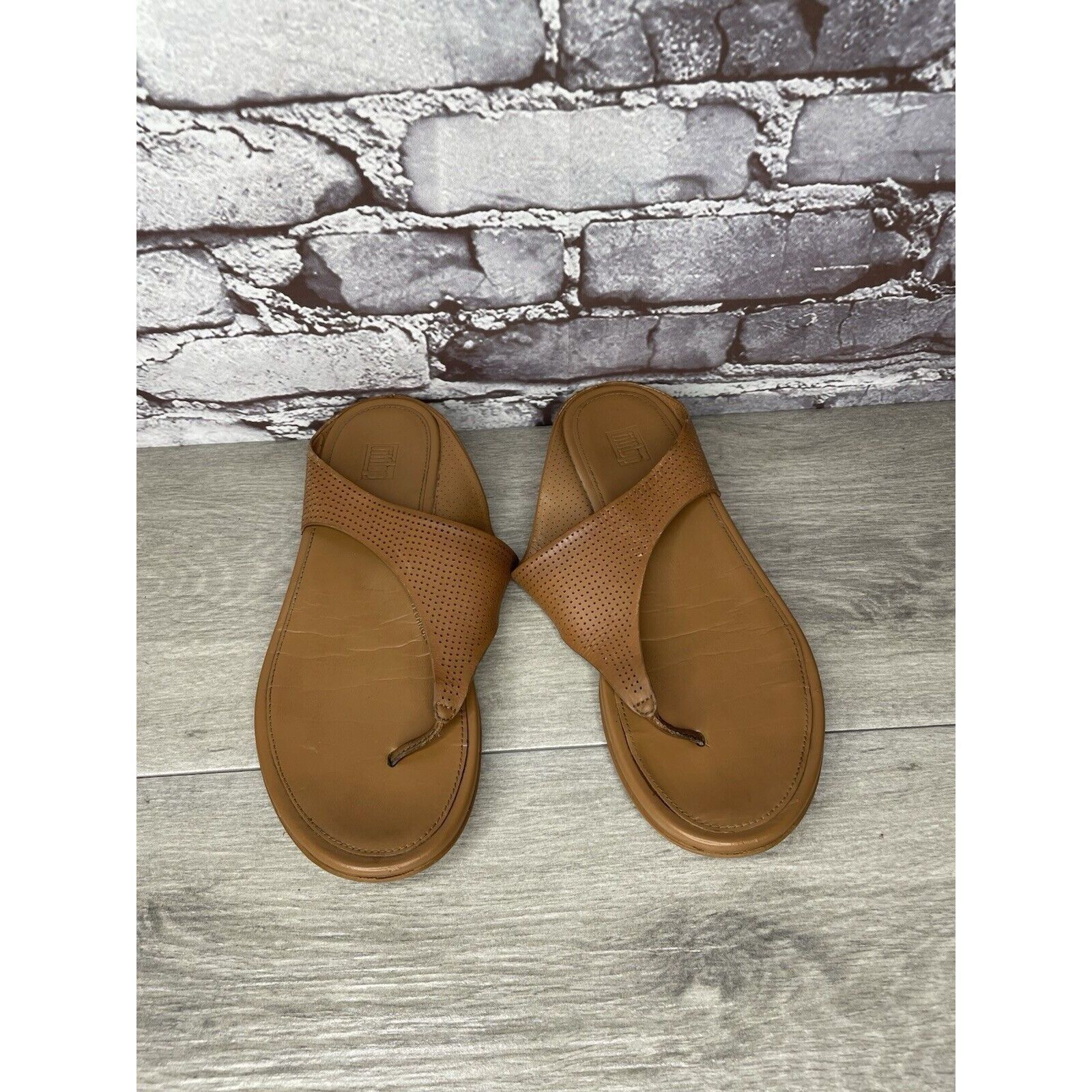 Other FITFLOP V35-592 Brown Leather Flip Flops Wedge Sandals Wome Size US 8 / IT 38 - 11 Thumbnail