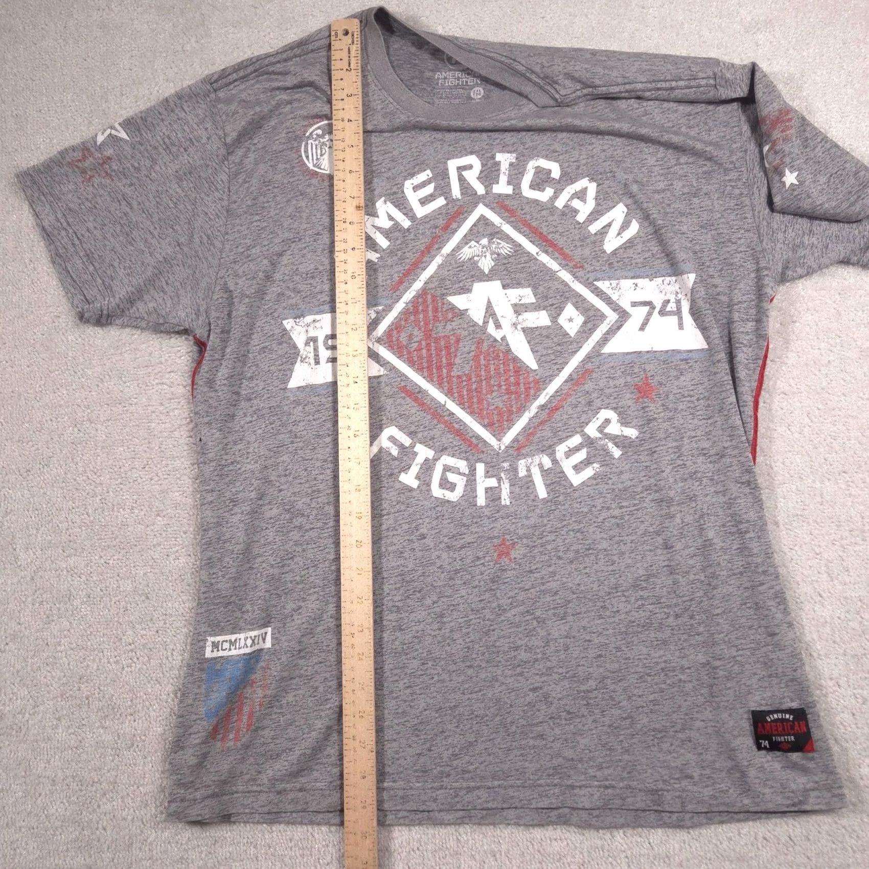 Vintage VINTAGE American Fighter Shirt Mens 2XL Gray 1974 Diamond Logo Graphic Tee Tagless MMA Size US XXL / EU 58 / 5 - 6 Thumbnail