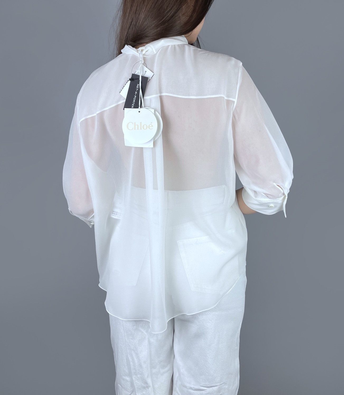 Chloe Chloé Scarf Neck Silk 3/4 Sleeves Shirt Size 44 RRP 1300$ Size L / US 10 / IT 46 - 4 Thumbnail
