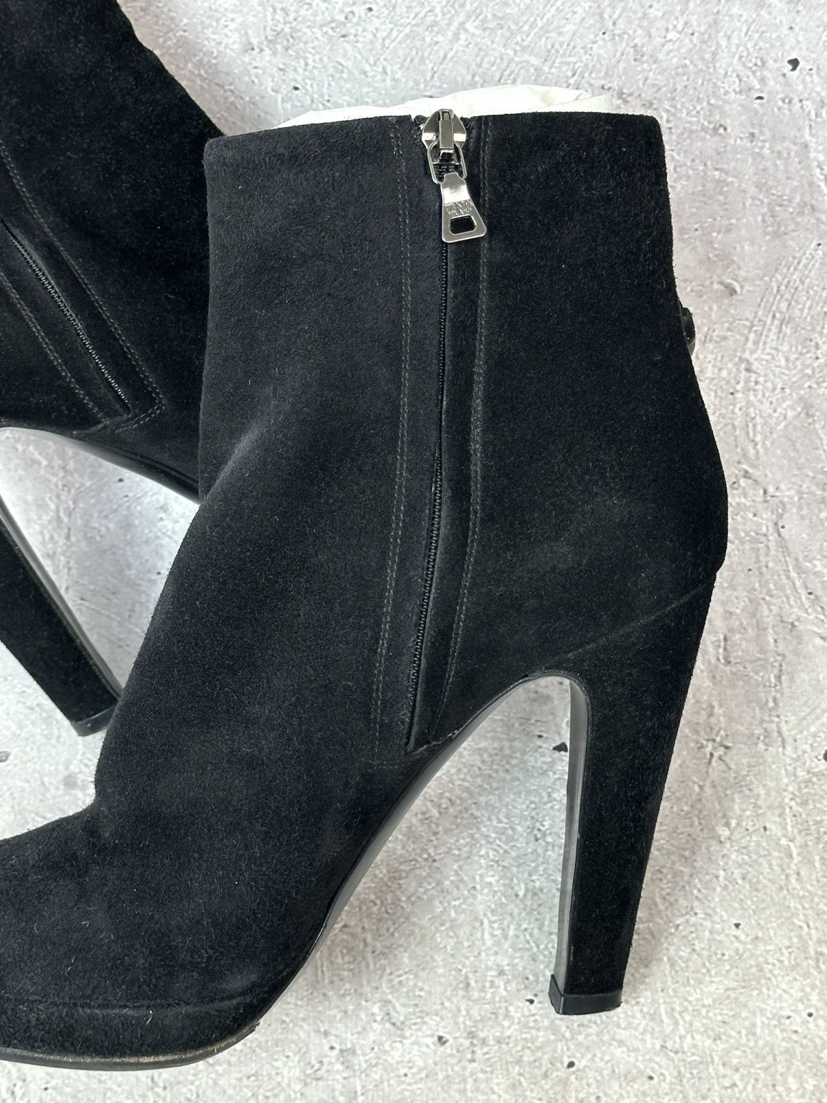 Prada Prada Black Suede High Heel Zip Made in Italy Ankle Booties Size US 7 / IT 37 - 13 Thumbnail