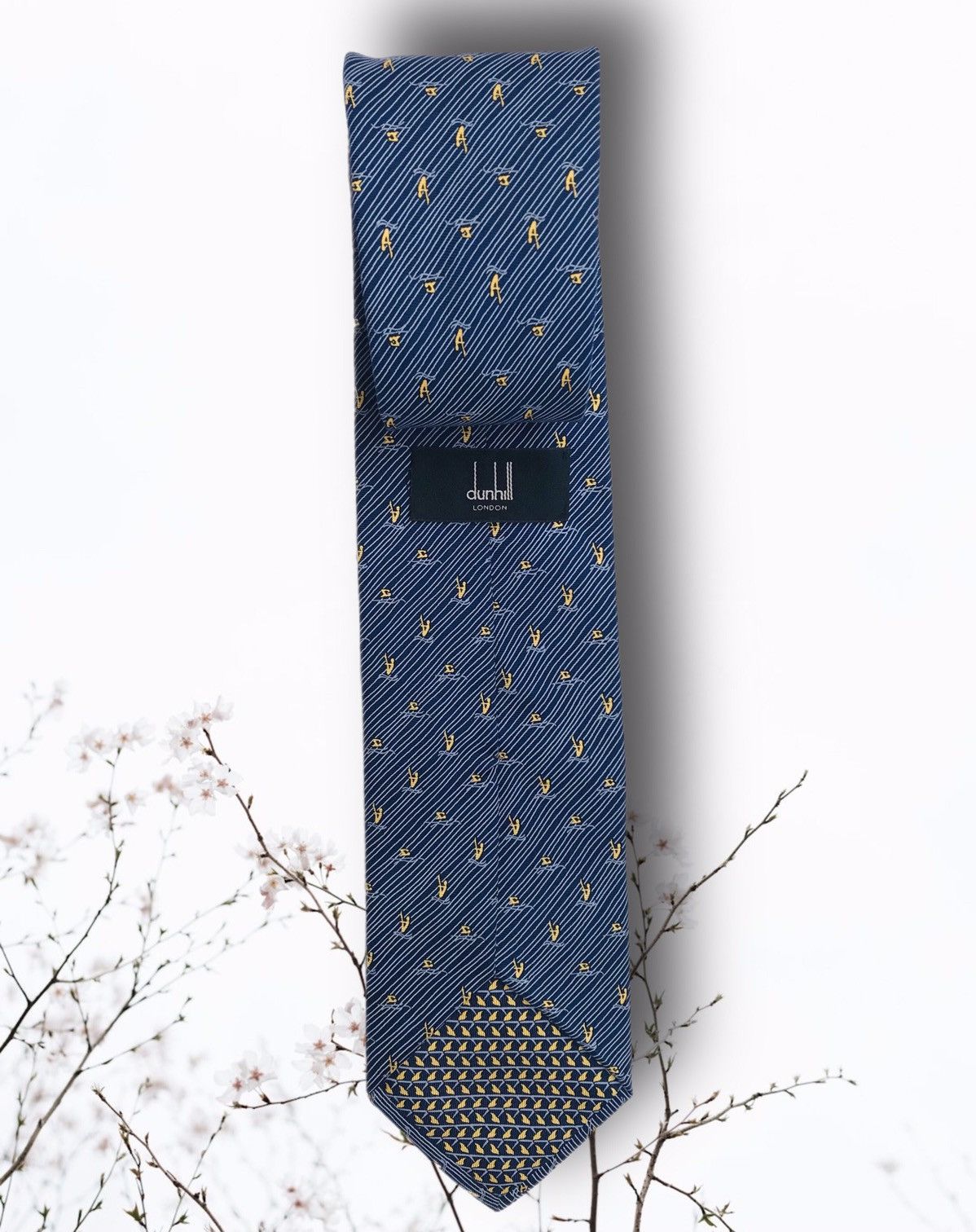 Alfred Dunhill Dunhill Blue Yellow Geometric TIE Blue 100% SILK NECKTIE Size ONE SIZE - 1 Thumbnail