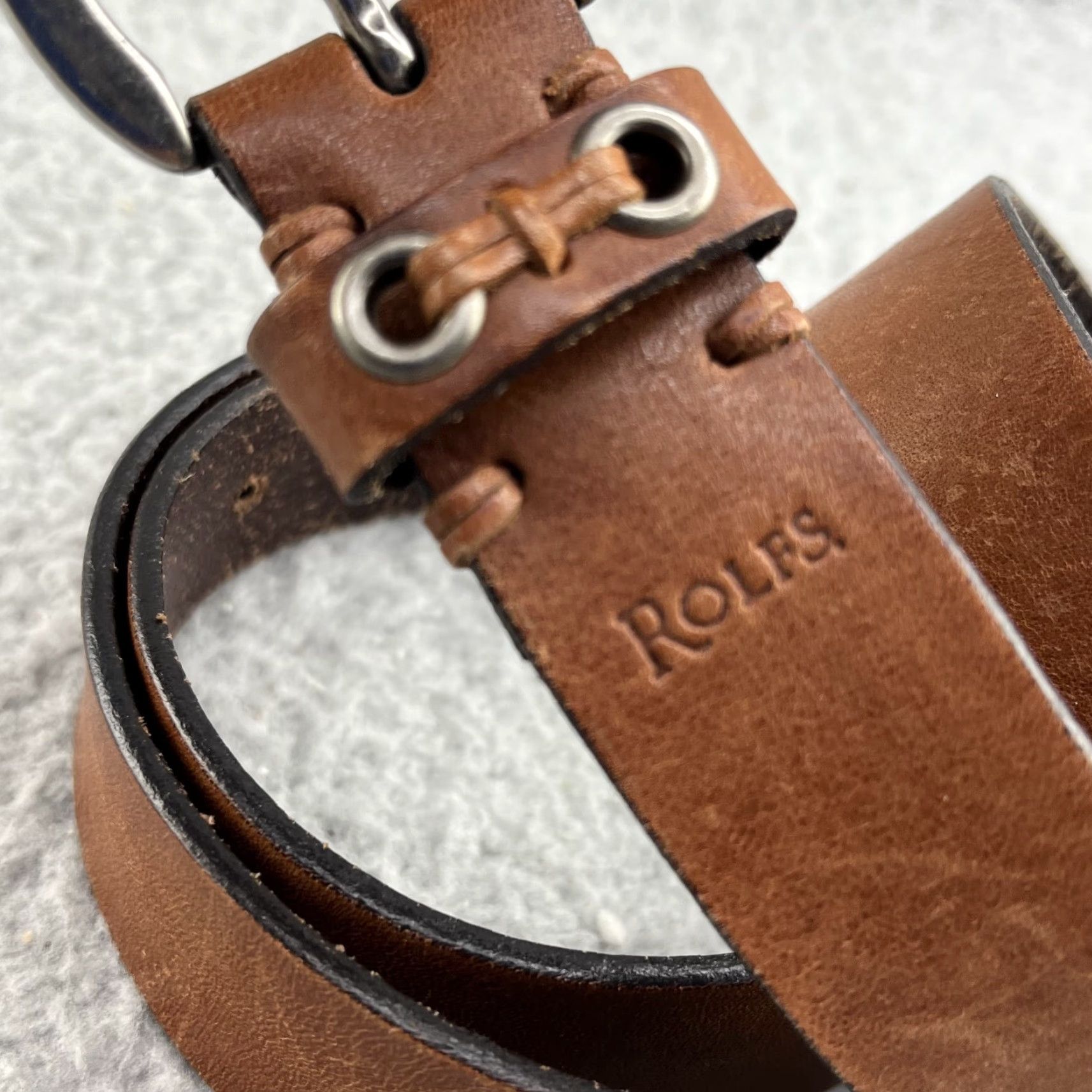 Vintage Rolfs Leather Belt Womens Large Brown Silver Buckle Boho Western Weaving - Dress Belt, Regular Size, Brown Leather Belt, Women's Belt, Rolfs Size ONE SIZE - 2 Thumbnail