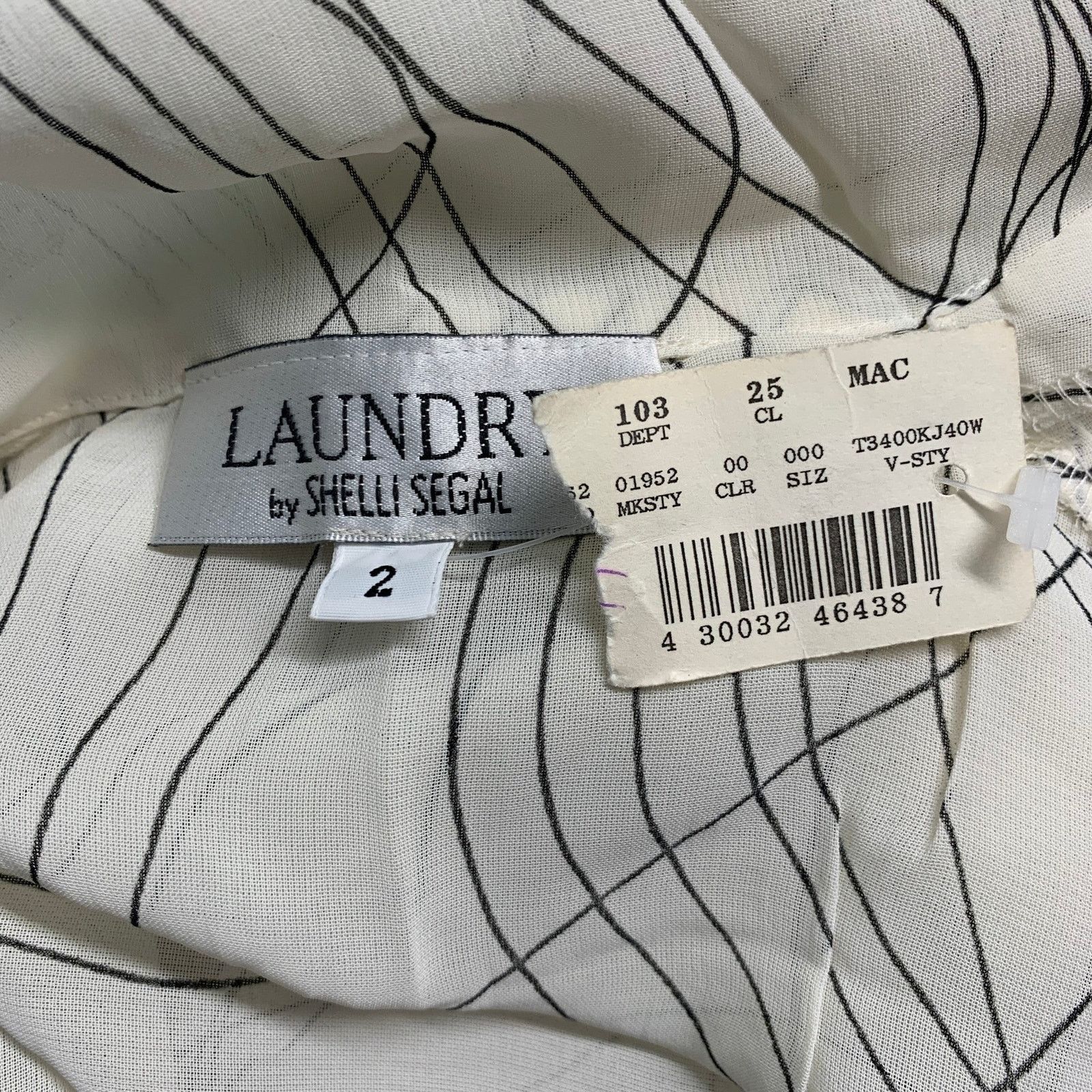 Other LAUNDRY Size 2 White Black Rayon Abstract Button Up Blouse Size XS / US 0-2 / IT 36-38 - 4 Thumbnail