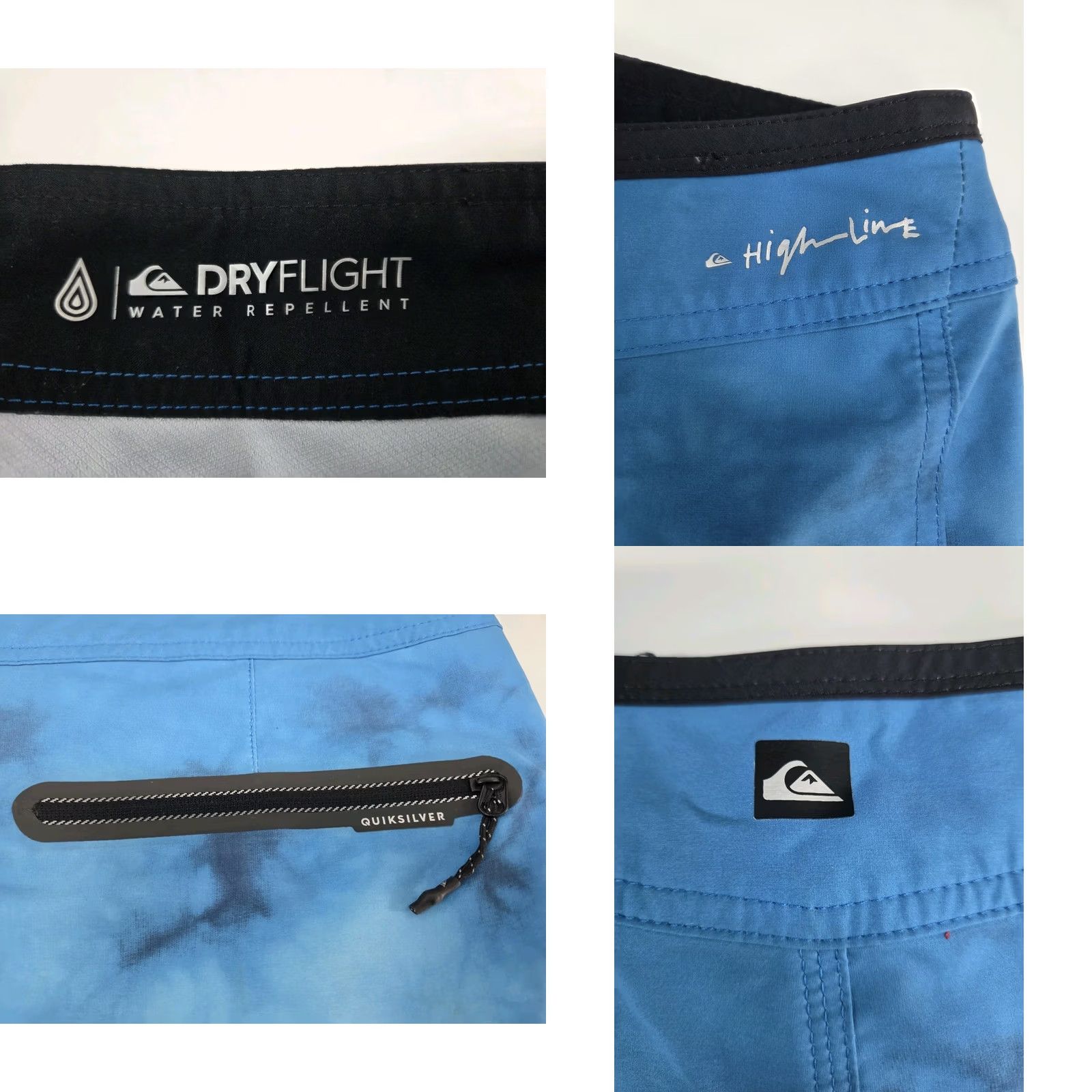 Quiksilver Quiksilver Board Shorts Men Dry Flight Highline Blue Cloudy 33 Water-Repellent Quick Dry Stretch Back Pocket Zip Beach Surfing Mens Size US 33 - 8 Thumbnail