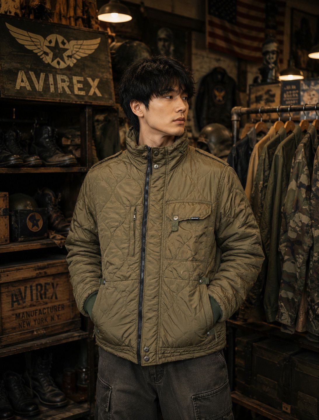 Avirex Vintage Avirex Military USA Natural Sun Faded Flight Jacket Size US L / EU 52-54 / 3 - 1 Thumbnail