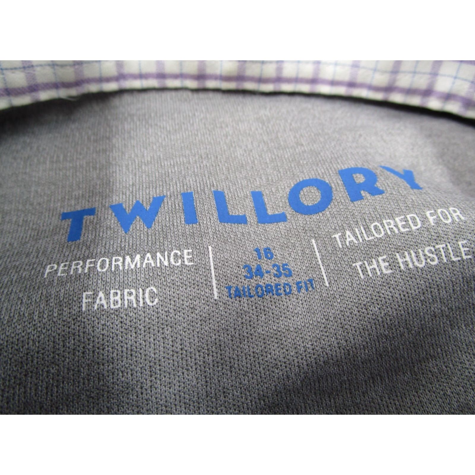 Vintage TWILLORY Men's Purple Check Dress Shirt 16 34 Long Sleeve Tailored Performance Button Up Flip Cuff Size 34R - 3 Thumbnail