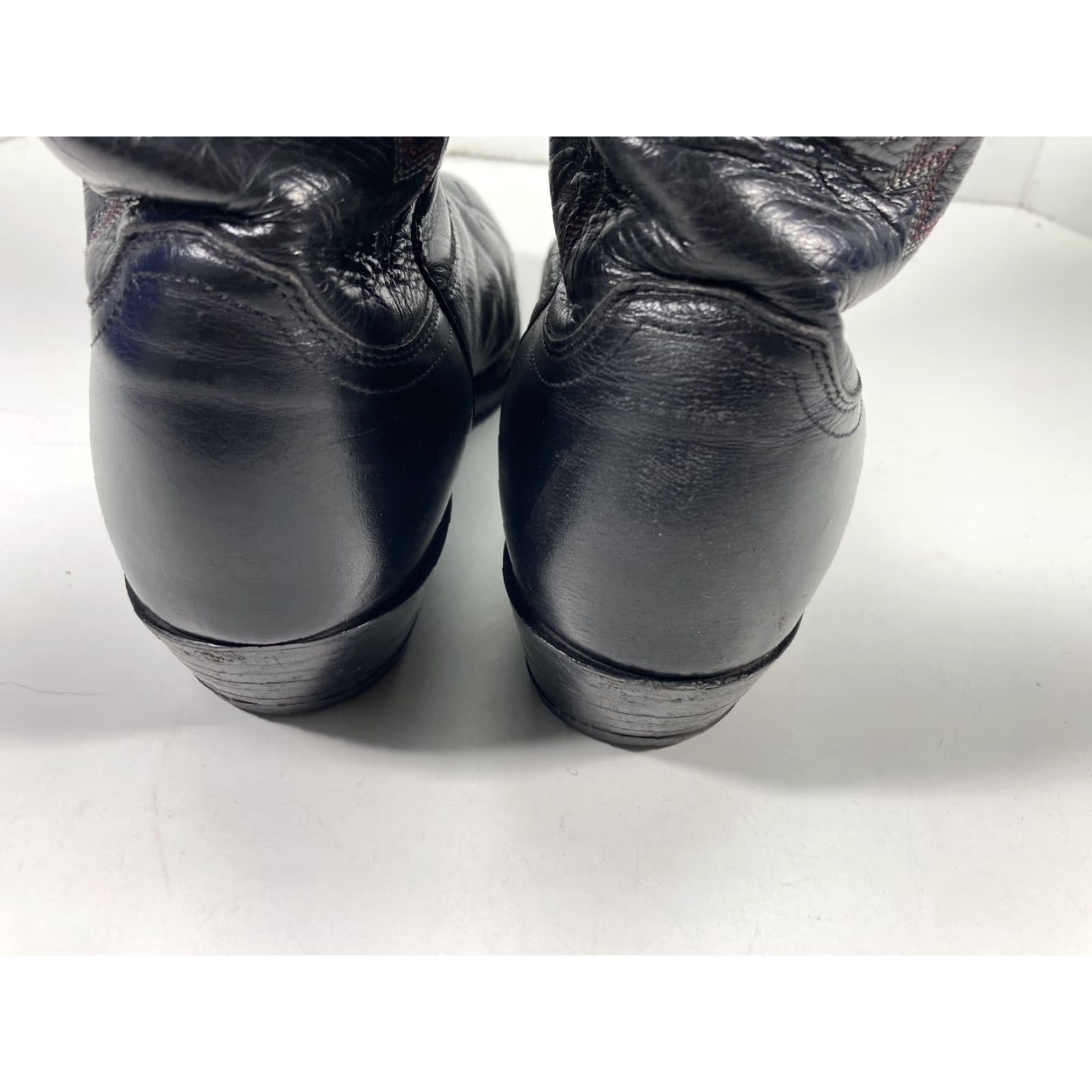 Justin Boots VINTAGE Justin Boots Men Black Leather Western Western Boot EE Wide 8.5 Cowboy Style Leather Outsole United States Mens Size US 9 / EU 42 - 7 Thumbnail