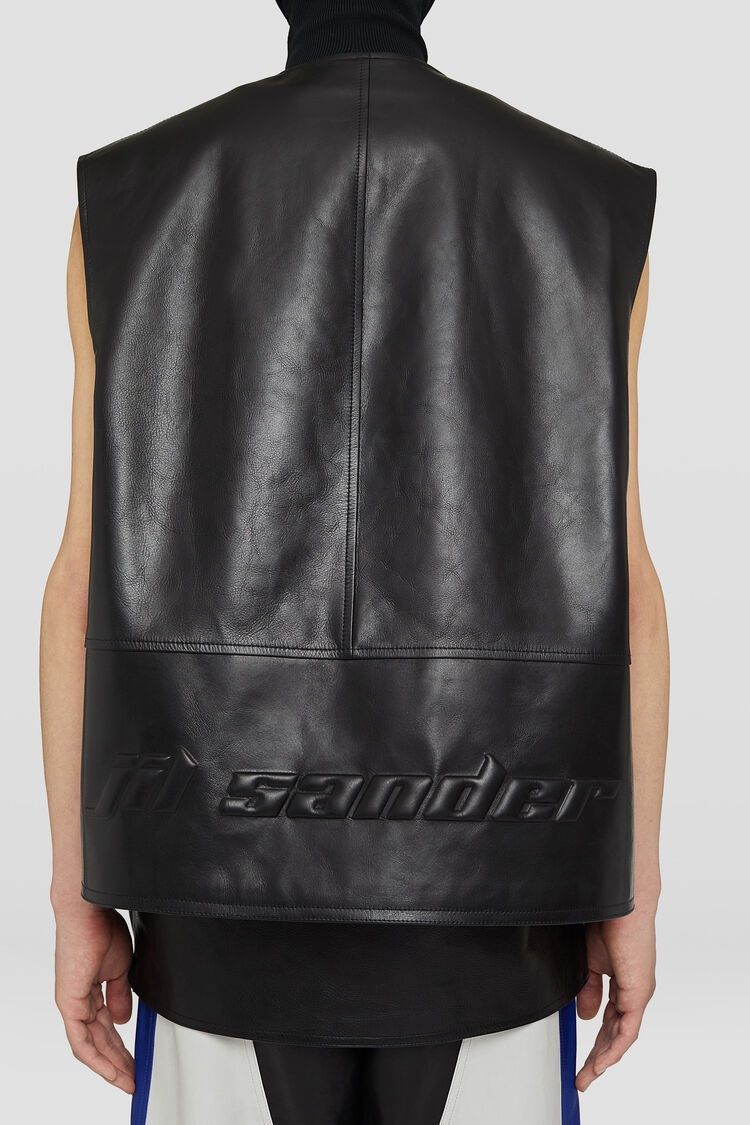Jil Sander o1w1db10825 Leather Vest in Black Size US L / EU 52-54 / 3 - 6 Thumbnail