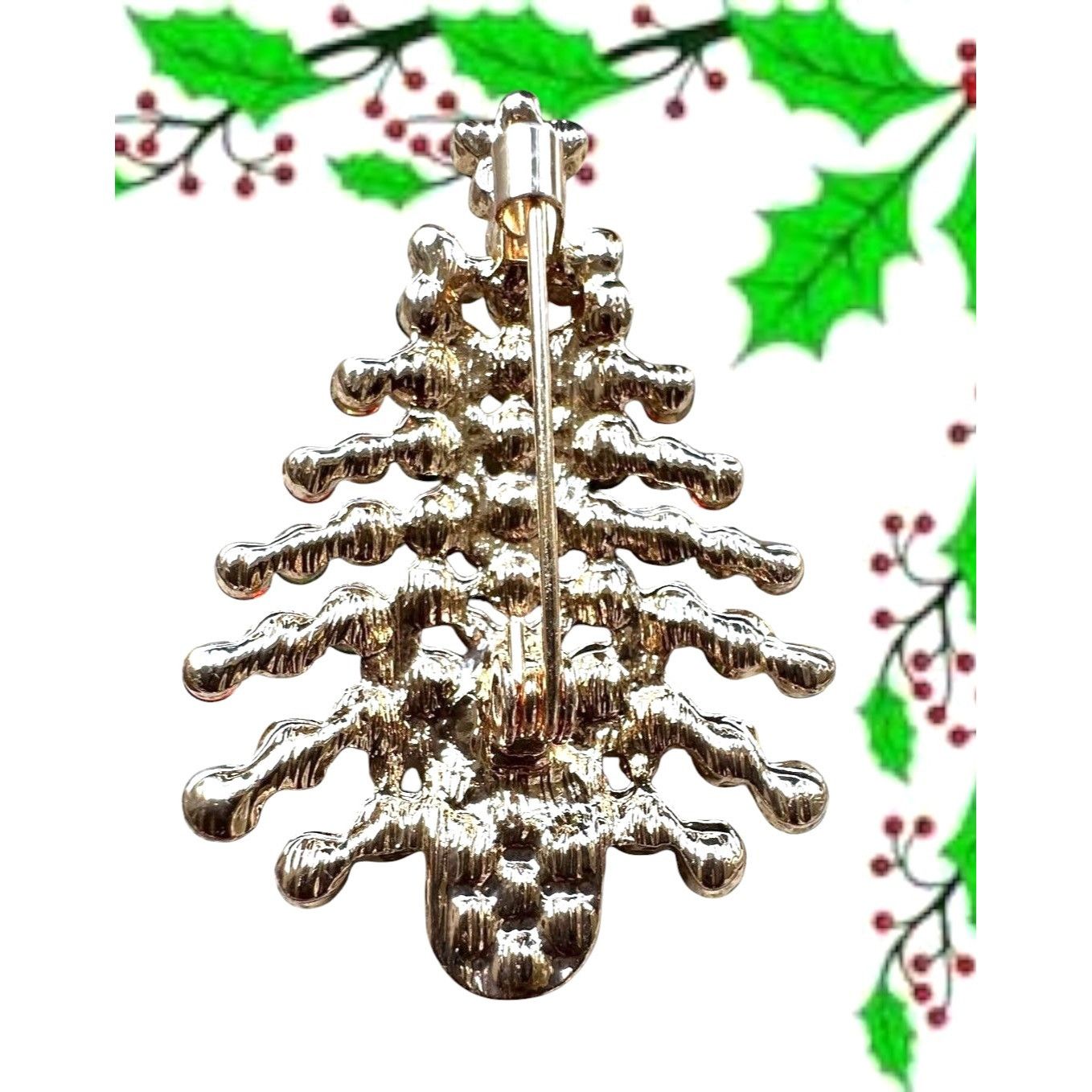Handmade Rhinestone Christmas Tree Brooch Pin New Aurora Borealis Re Size ONE SIZE - 9 Thumbnail
