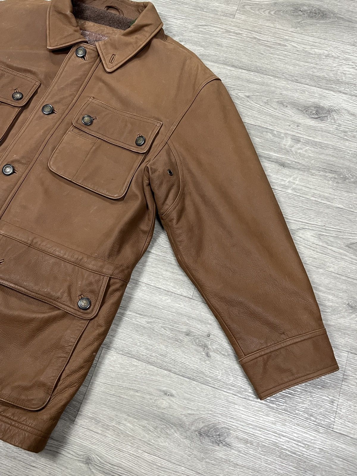 Timberland Vintage Timberland Leather Barn Jacket Brown Multi-Pocket Size US S / EU 44-46 / 1 - 4 Thumbnail