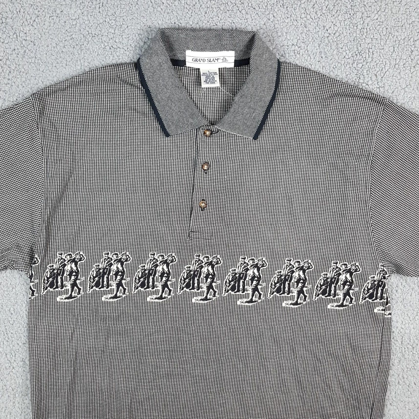 Vintage Vintage Grand Slam Houndstooth Polo Shirt Men Large Short Sleeve Collared Cotton 90s Preppy Golf Size US L / EU 52-54 / 3 - 2 Thumbnail