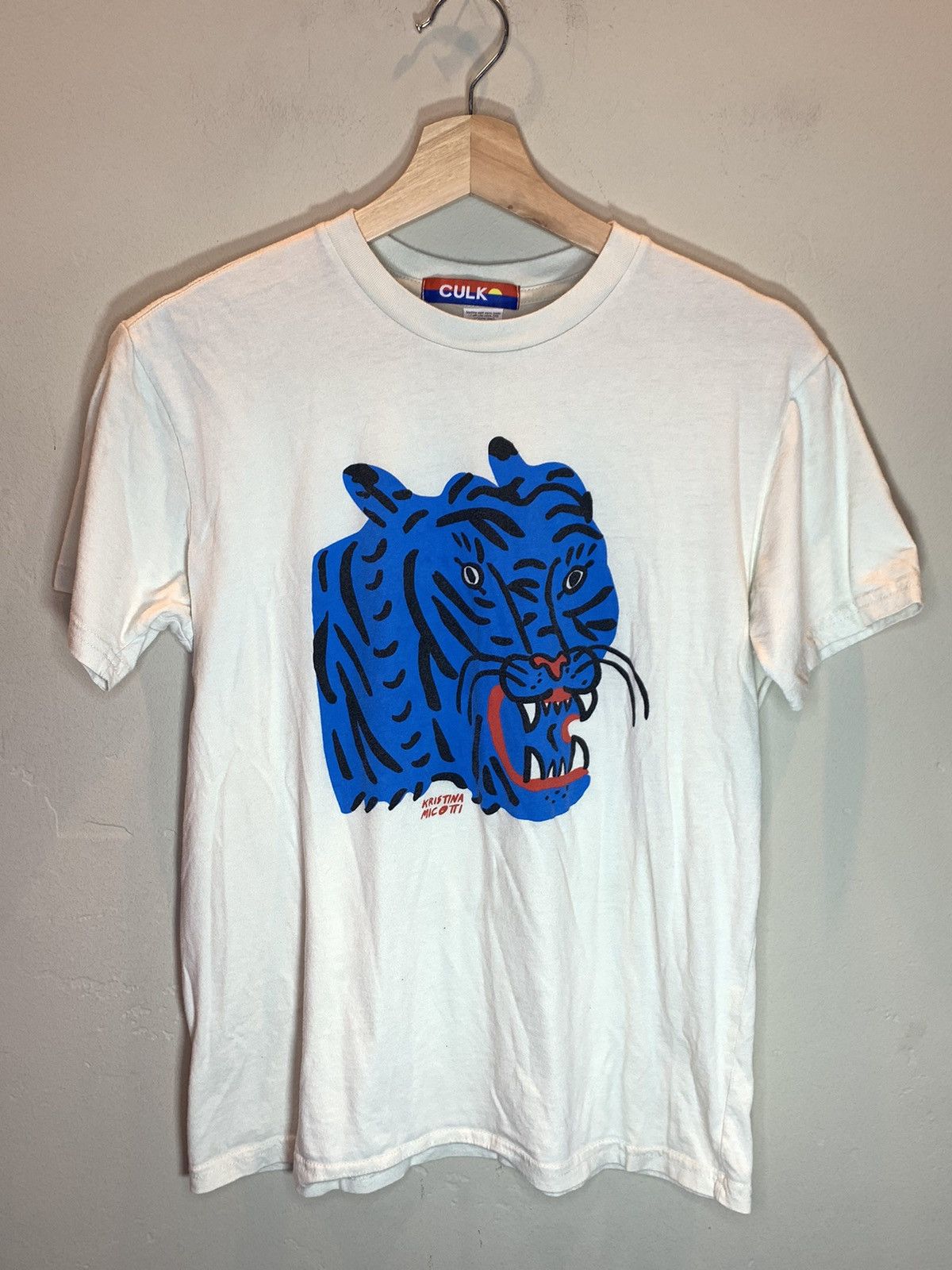 Vintage *RARE* Culk x Kristina Micotti Blue Tiger Art USA-Made Shirt Size US XS / EU 42 / 0 - 1 Thumbnail