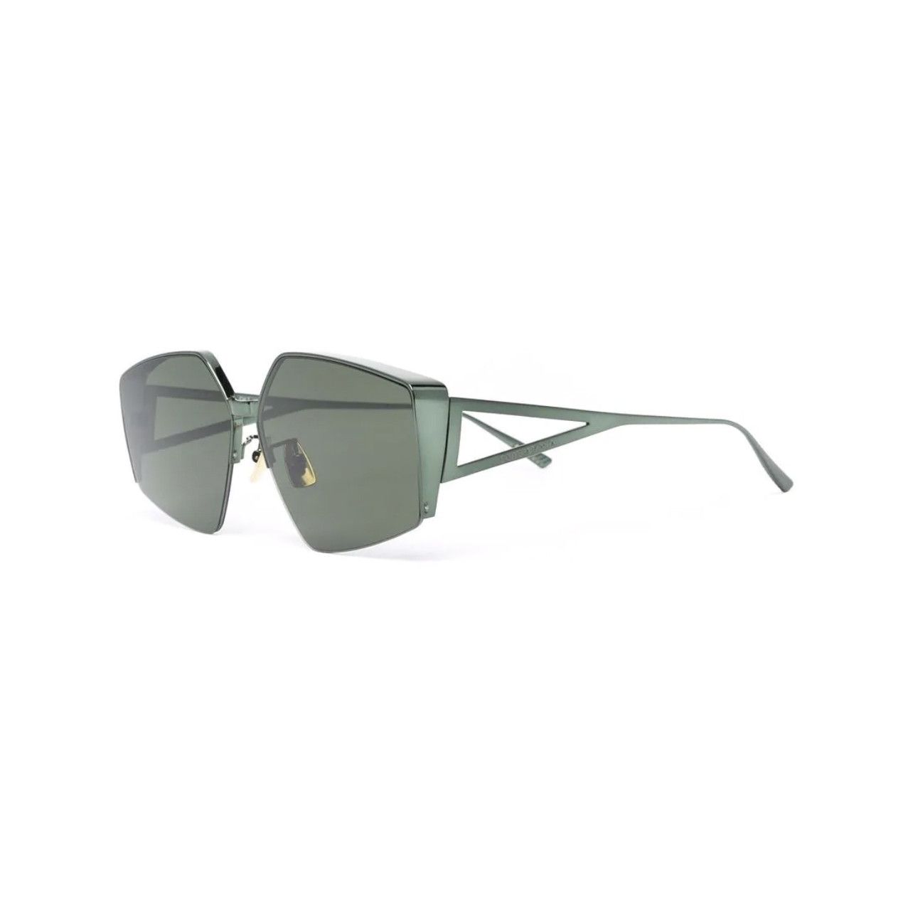 image of Bottega Veneta Geometric Frame Dark Green Metal Sunglasses, Women's