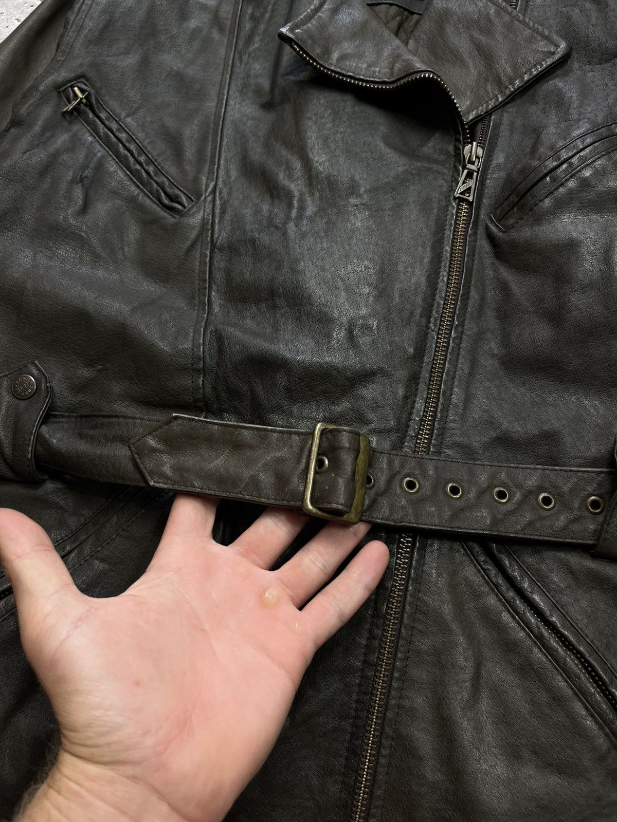 Leather Vintage Enjoy Brown Leather Jacket Belted Biker Style Size S Size US S / EU 44-46 / 1 - 7 Thumbnail