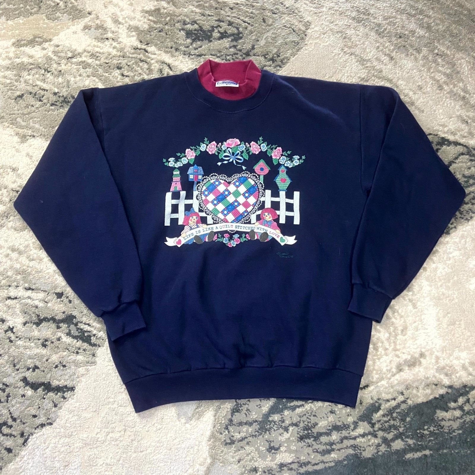 & Other Stories VTG 90s Endless Designs Sweatshirt Sz L Life Is Like A Quilt Size L / US 10 / IT 46 - 1 Thumbnail