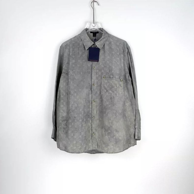 Louis Vuitton Louis Vuitton Dirty grey silk shirt with full logo shirt 25 Size US XXS / EU 40 - 3 Thumbnail