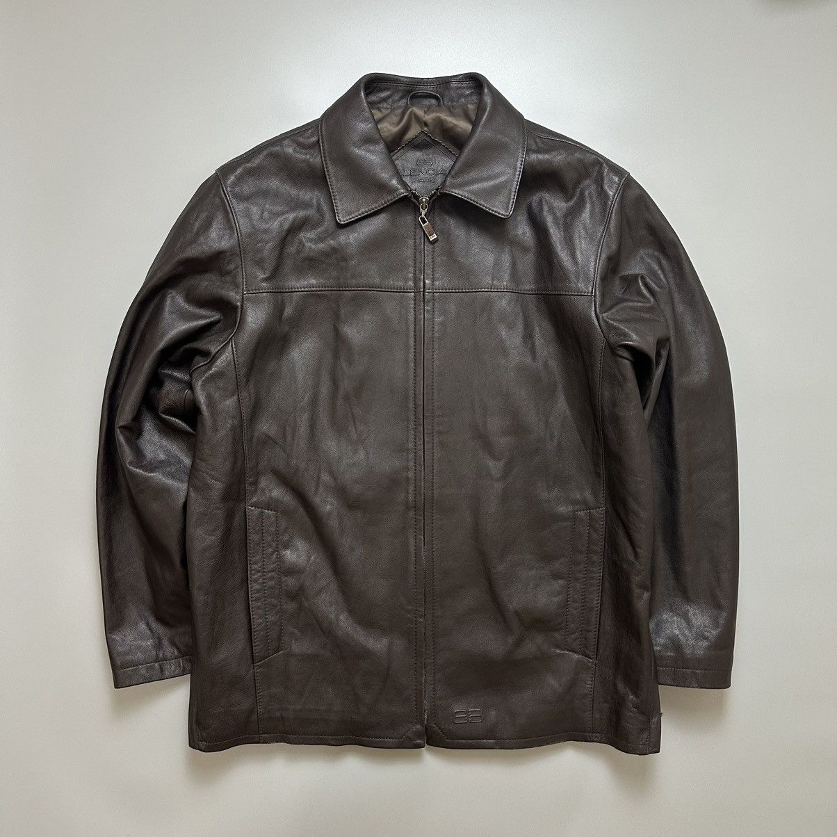 image of Balenciaga “Nicholas Ghesquire” Brown Leather Jacket, Men's (Size Medium)
