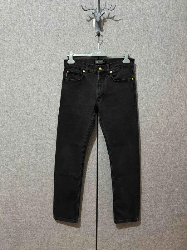 Versace Versace Black Leather Logo Casual Pants 0089 Size US 32 / EU 48 - 1 Thumbnail