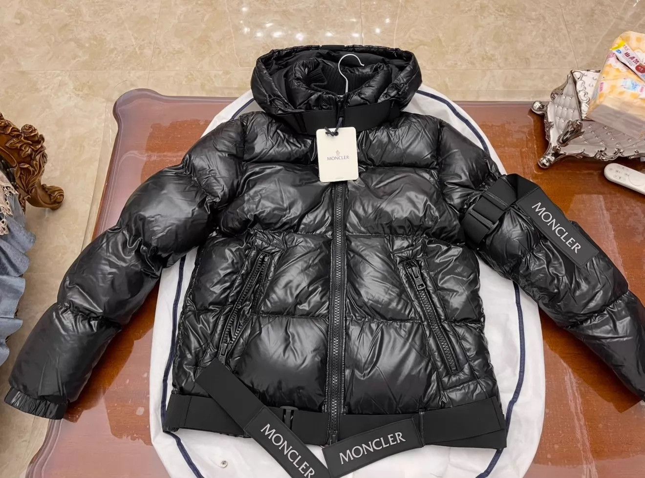 Moncler MONCLER Matte Black Puffer Size 3 New Maya Many Logos Size L / US 10 / IT 46 - 1 Thumbnail