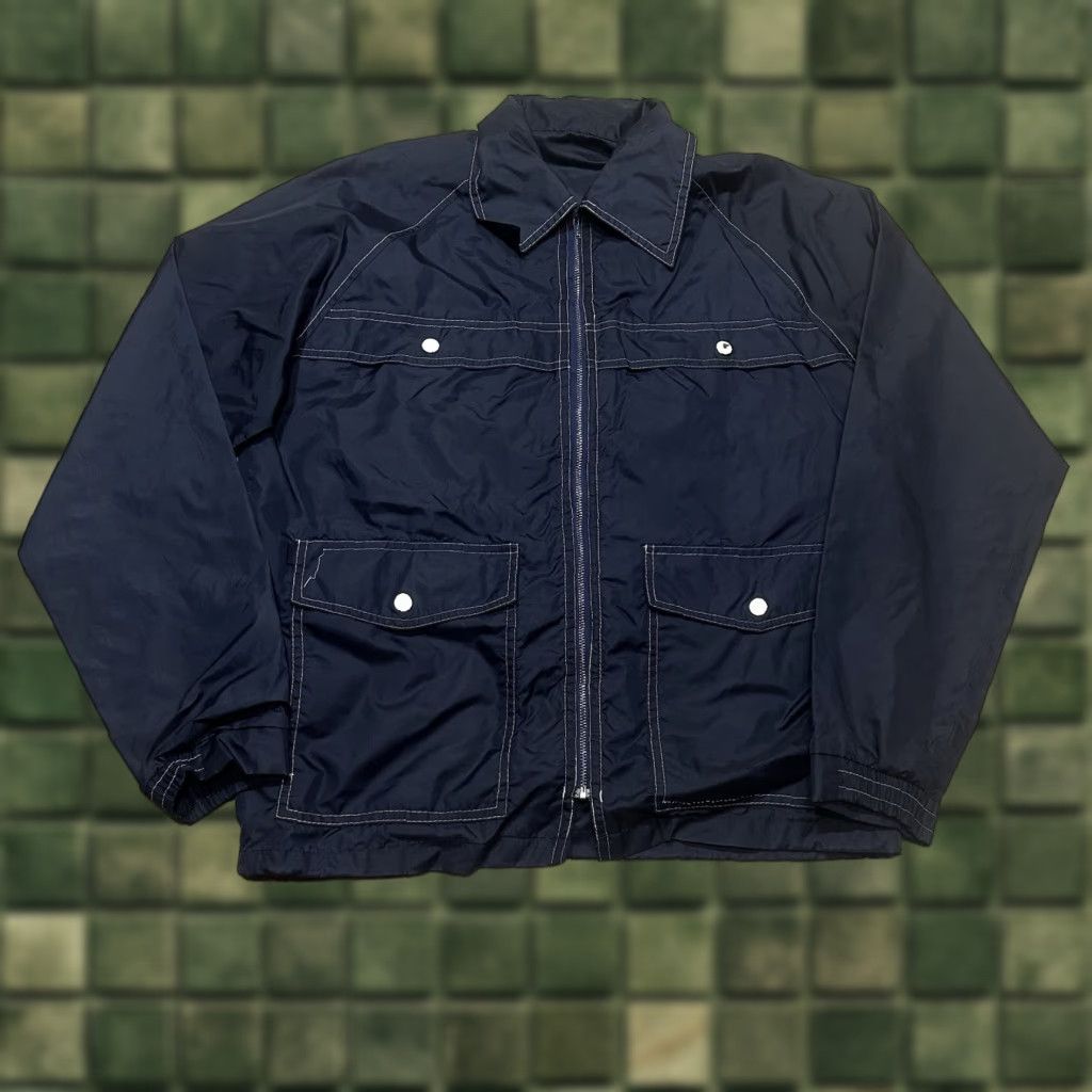 Vintage VINTAGE Western Nylon Jacket Mens Large Blue 70s Zipper Bomber Full Zip Lined Insulated Short Jacket/Coat Size US L / EU 52-54 / 3 - 1 Thumbnail