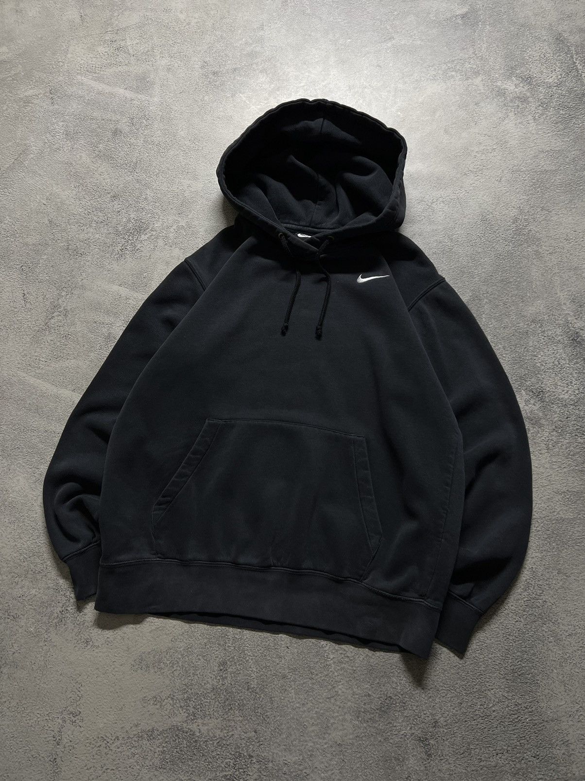 Nike × Vintage Vintage Y2k Nike 🖤 Faded Mini Swoosh Blank Basic Hoodie Size US S / EU 44-46 / 1 - 4 Thumbnail