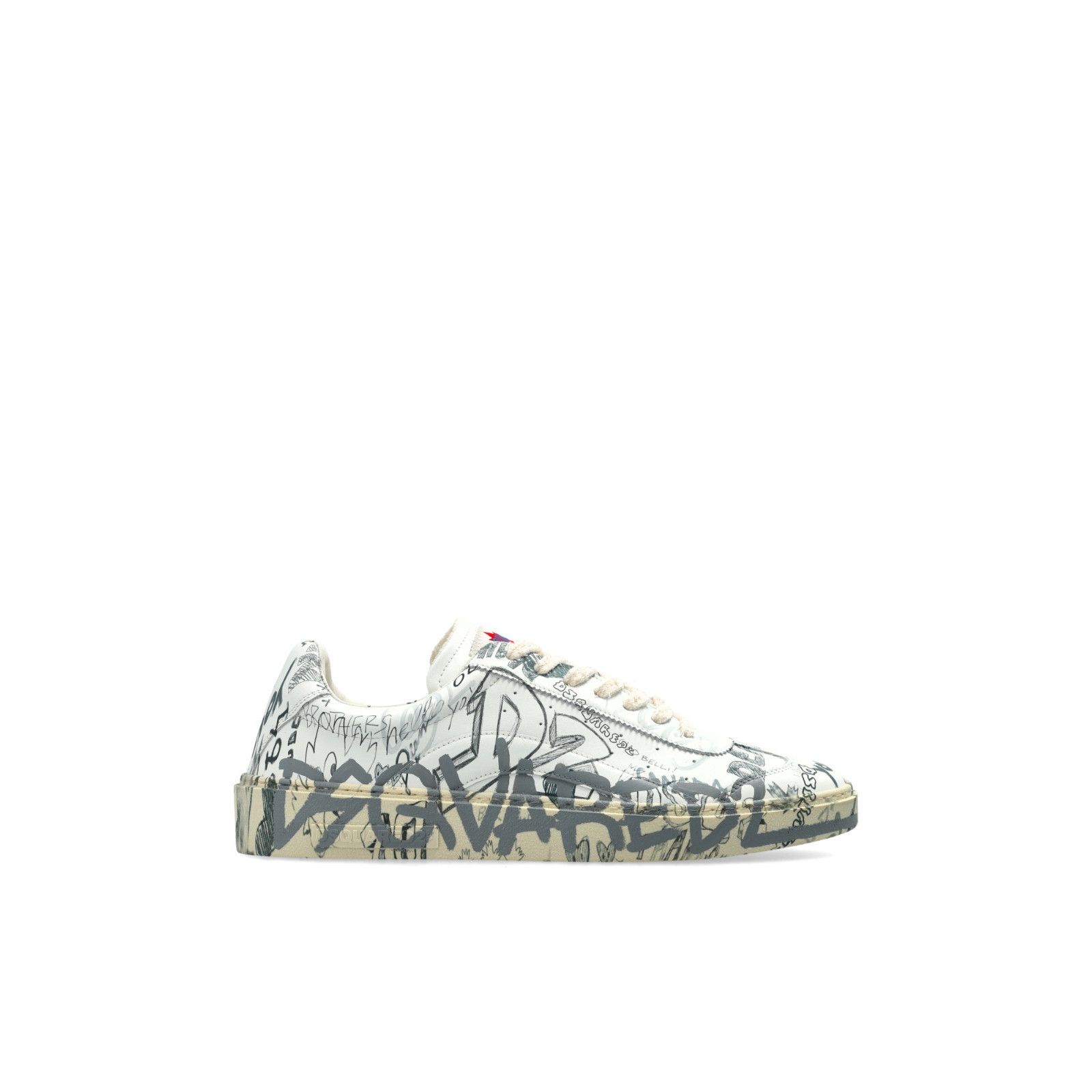 Dsquared2 DSQUARED2 Rider Graffiti White Leather Sneakers New & Authen Size US 7 / EU 40 - 1 Thumbnail