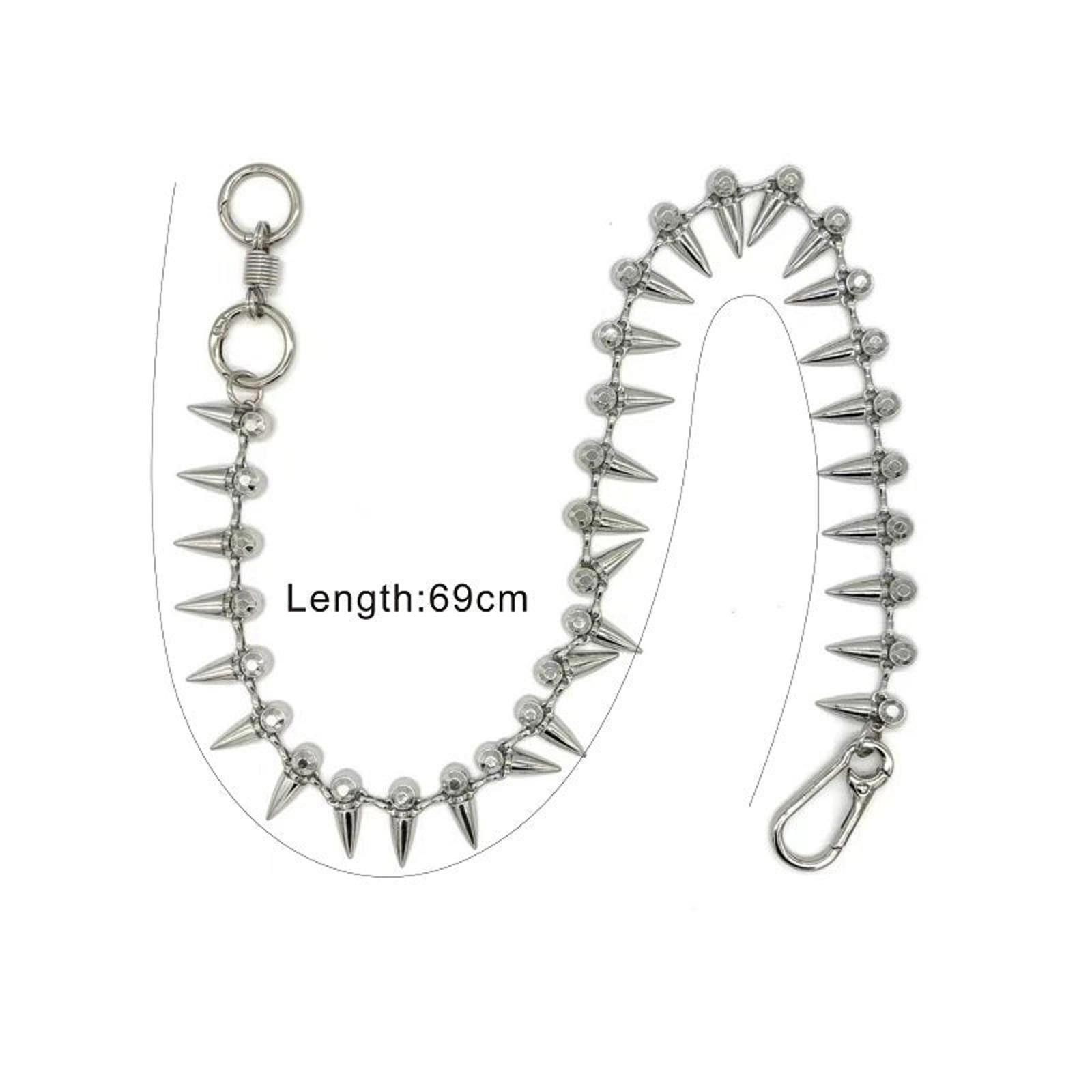 Jewelry Silver Spiked Wallet Chain Accessory for Pants, Punk Style Size ONE SIZE - 6 Thumbnail