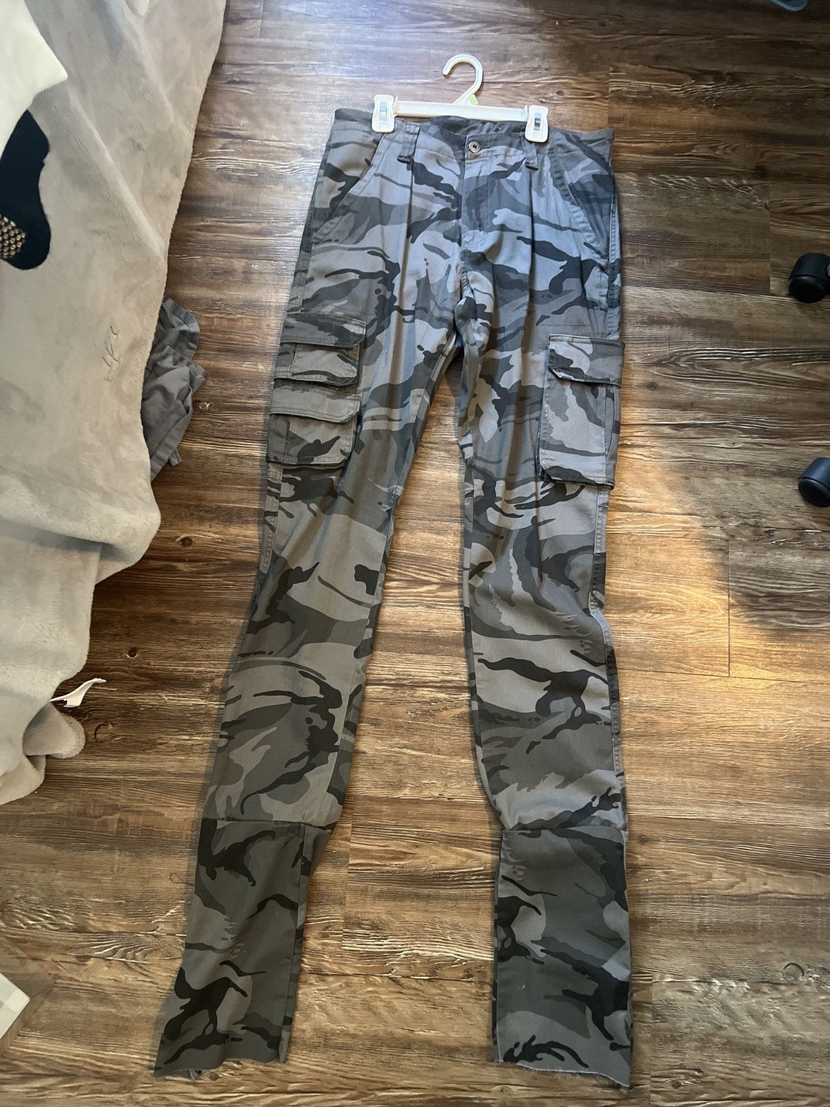 Designer Grey Stacked Cargos Size US 30 / EU 46 - 2 Thumbnail