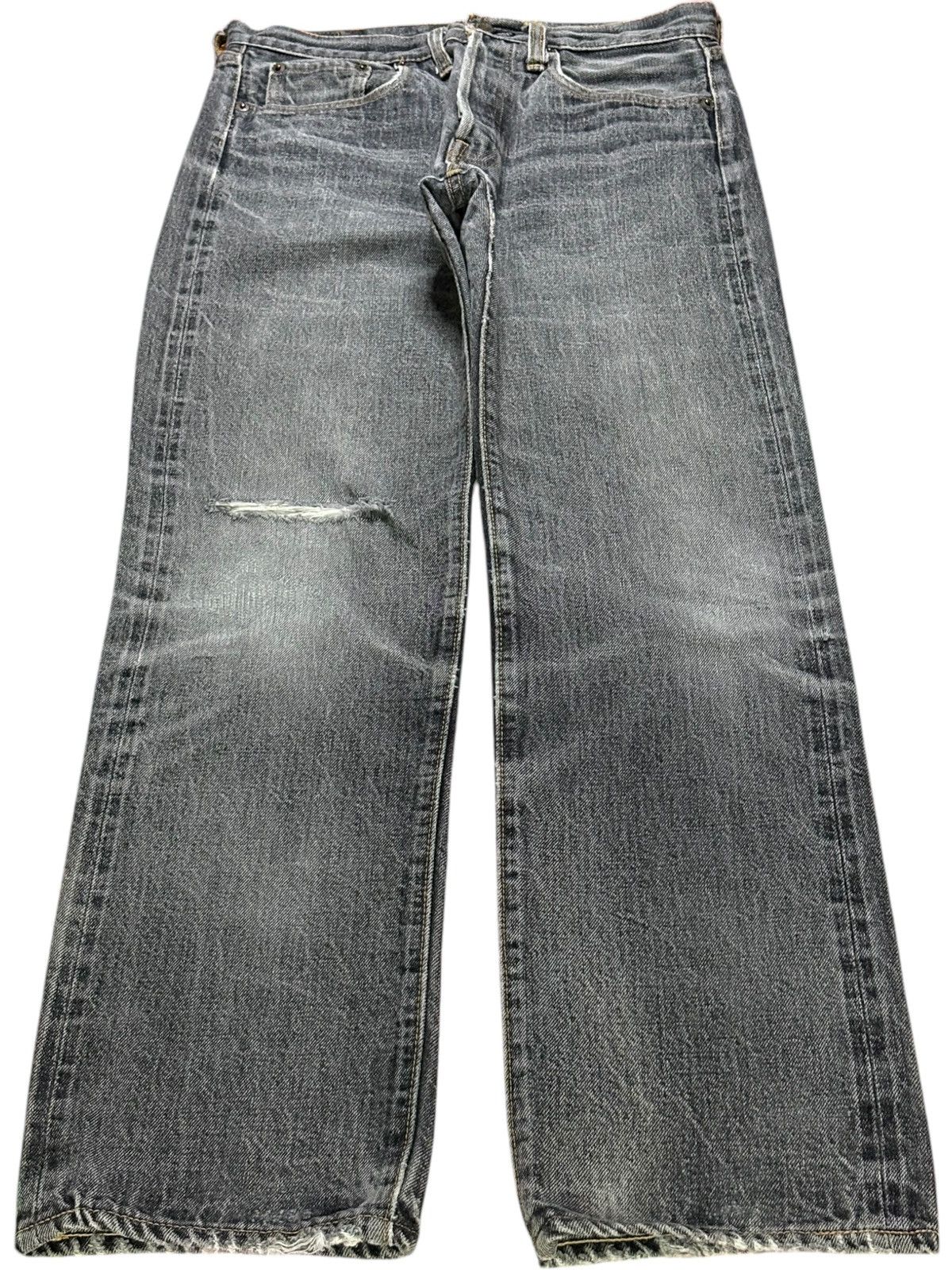 Denime Vintage Japan Denime Selvedge Faded Wash Distressed Jeans Size US 30 / EU 46 - 2 Thumbnail