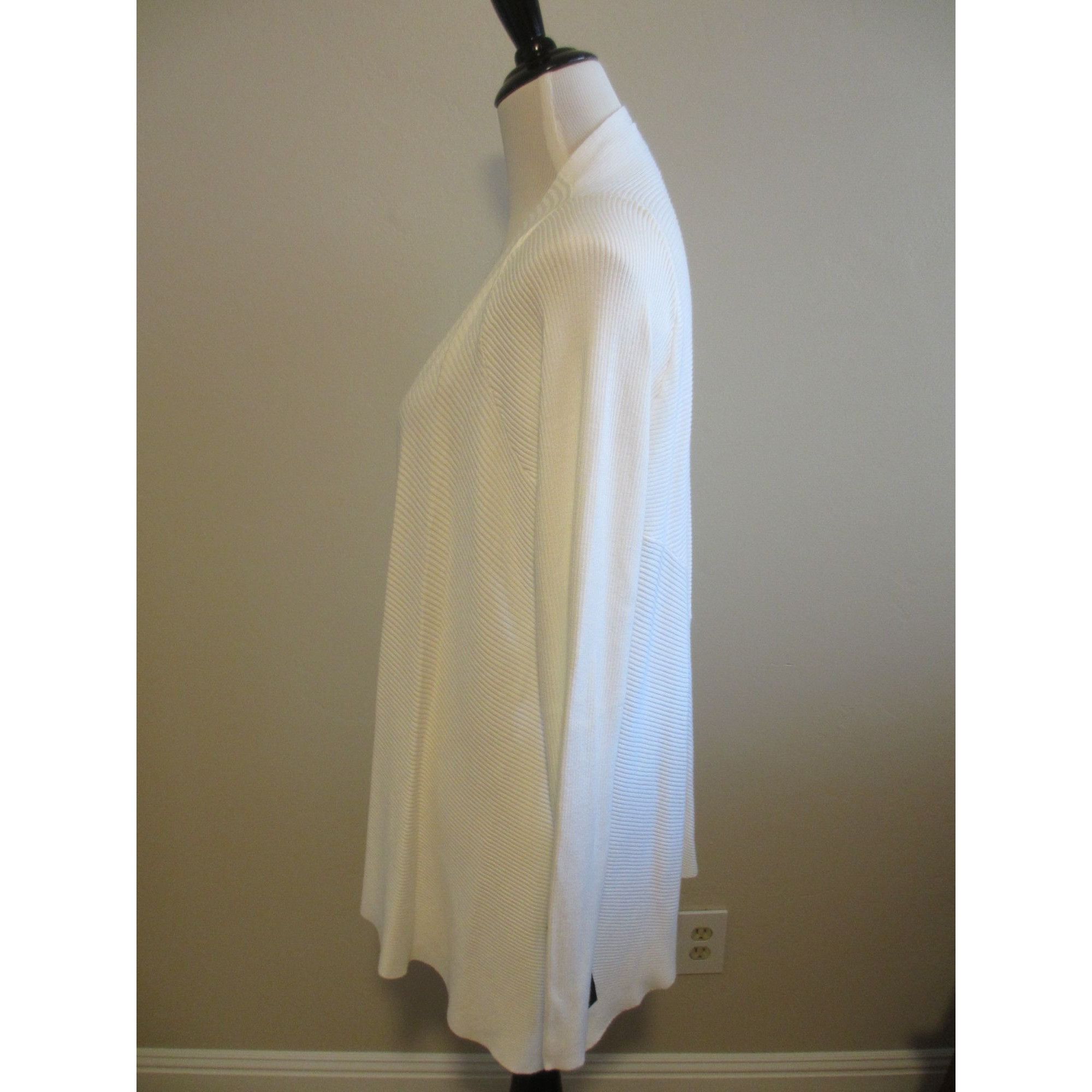 JCPenney Worthington Ribbed Open Front White Cardigan Sweater XL Ligh Size XL / US 12-14 / IT 48-50 - 2 Thumbnail