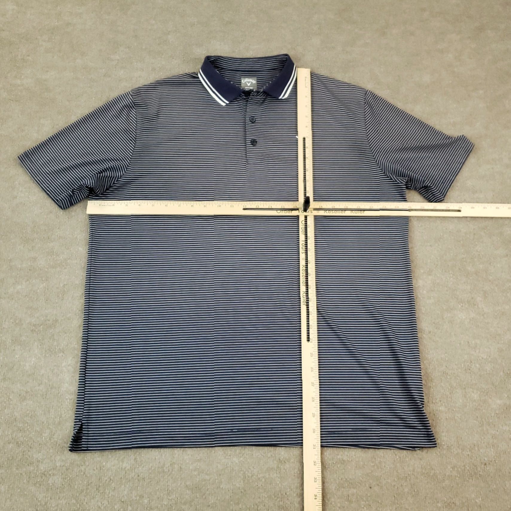 Callaway Callaway Golf Polo Shirt Mens Large Blue White Striped Short Sleeve Stretch Size US L / EU 52-54 / 3 - 2 Thumbnail