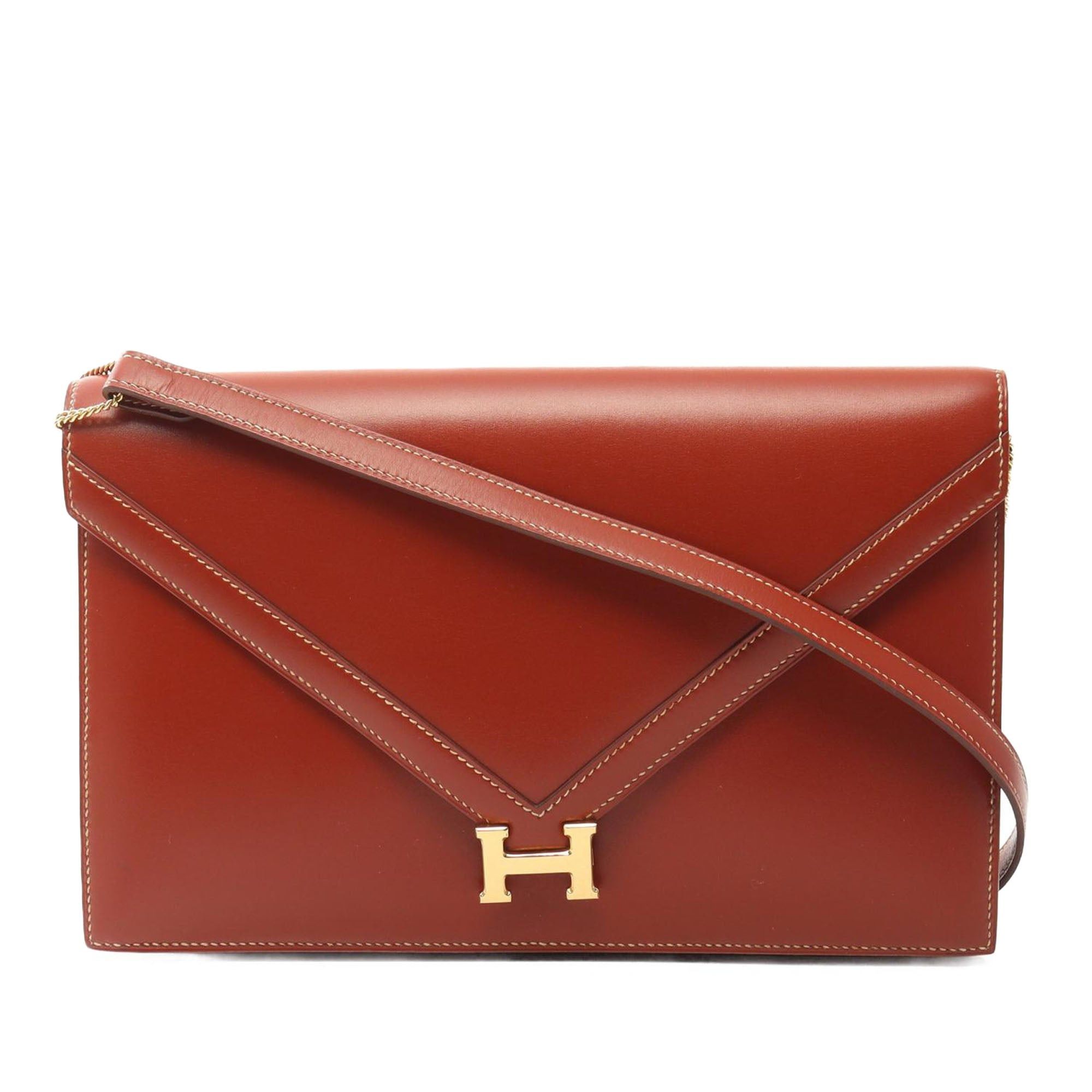 Hermes Hermès Box Calf Lydie Clutch Brown Size ONE SIZE - 1 Thumbnail