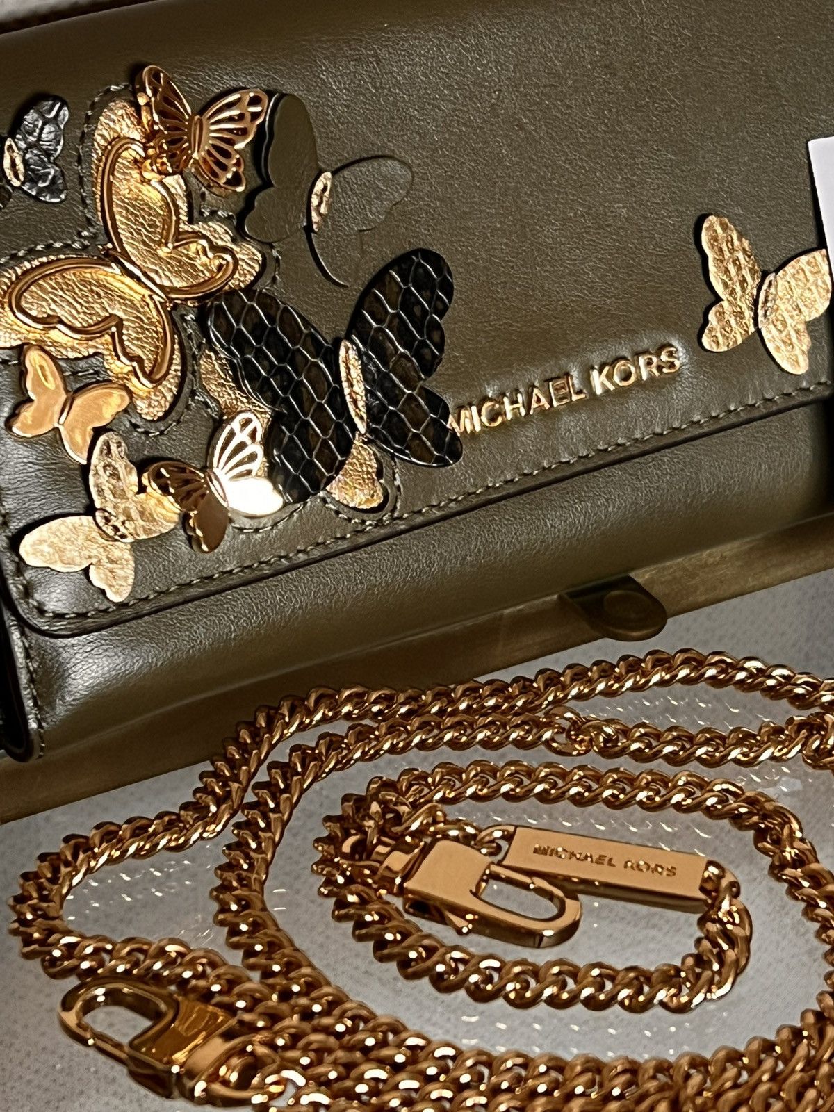 Michael Kors Large Butterfly Embellished Convertible Chain Wallet Size ONE SIZE - 6 Thumbnail