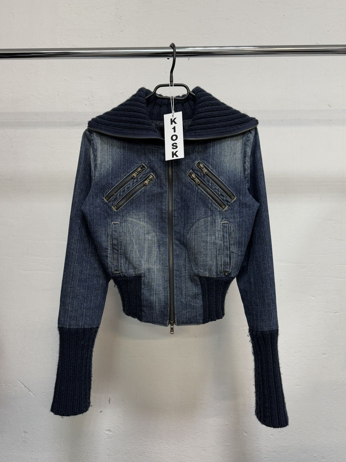 Vintage y2k Denim Bomber Jacket Size M / US 6-8 / IT 42-44 - 4 Thumbnail