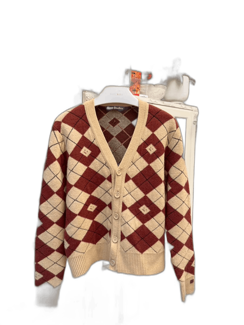 Acne Studios Acne Studios Argyle Pattern Cardigan Sweater-yf Size US S / EU 44-46 / 1 - 1 Thumbnail
