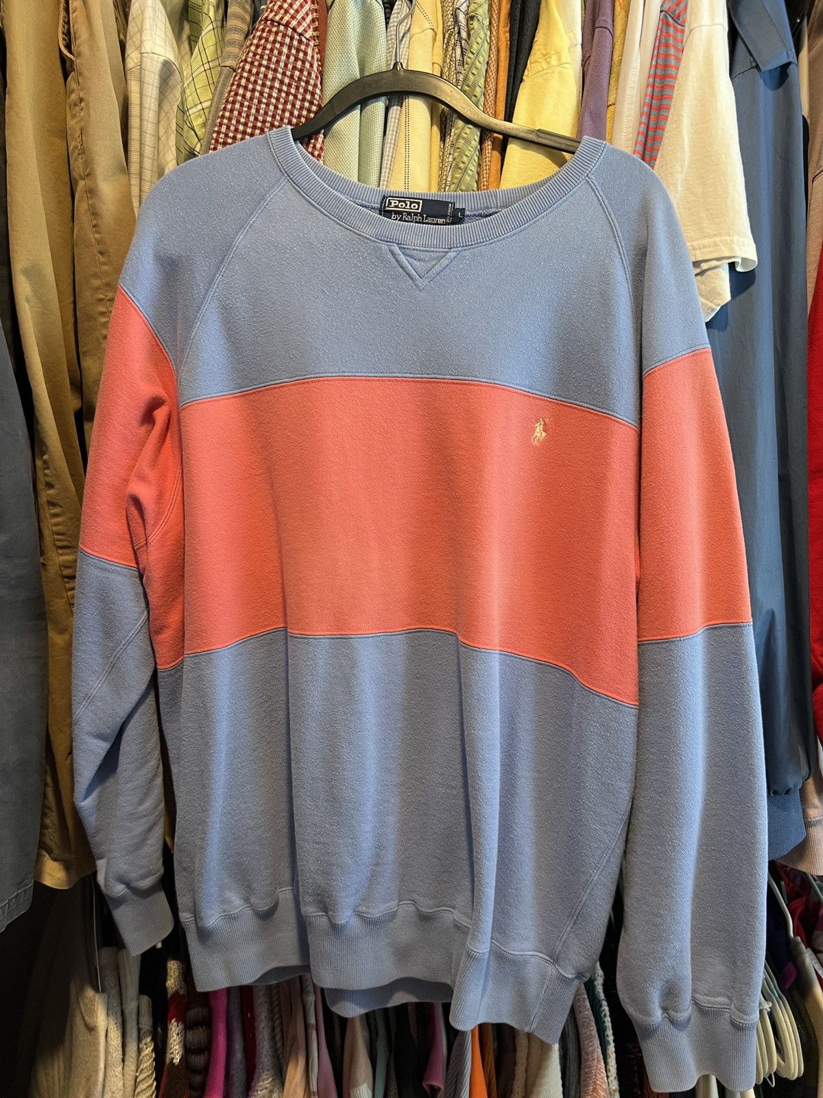 Polo Ralph Lauren Polo Ralph Lauren Blue/Pink Crewneck Size US L / EU 52-54 / 3 - 1 Thumbnail
