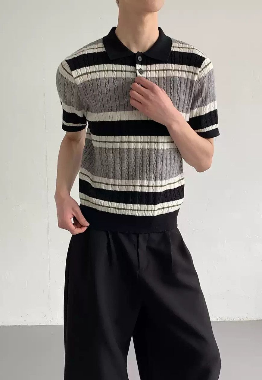 Other Men's Vintage Stripe Knit Polo Size US M / EU 48-50 / 2 - 3 Thumbnail