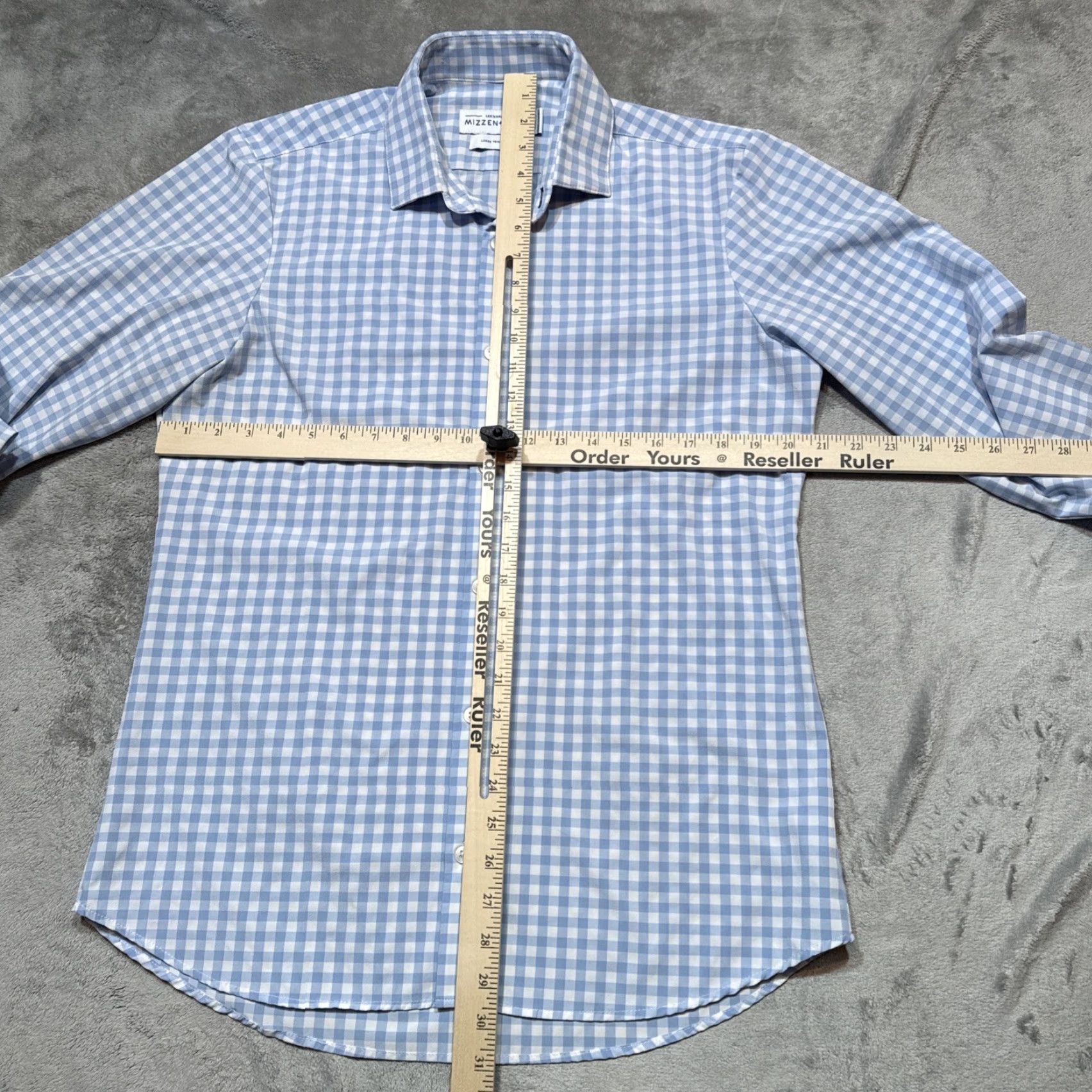 Mizzen+Main Mizzen+Main Shirt Mens Large Blue Gingham Leeward Trim Fit Stretch Business Size US L / EU 52-54 / 3 - 4 Thumbnail
