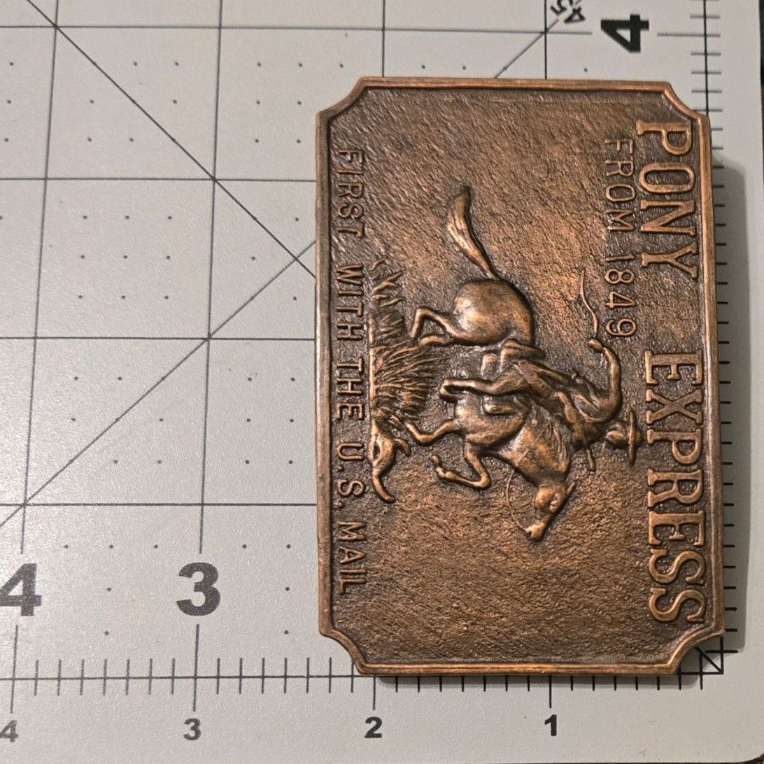 Other Vintage Pony Express Belt Buckle US Mail Horse Cowboy Deliv Size ONE SIZE - 3 Thumbnail