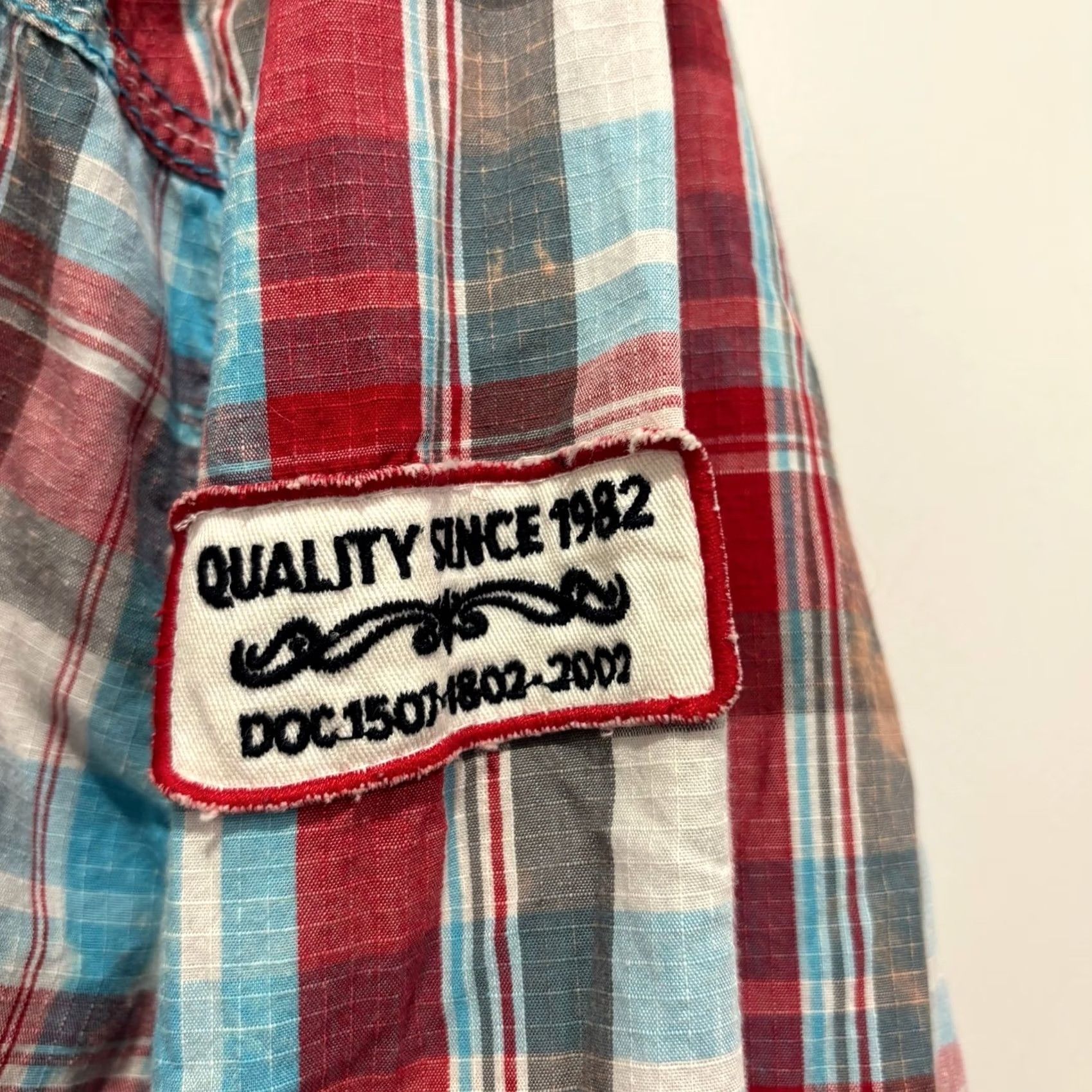 BKE BKE Mens XXL Athletic Fit Plaid Western Button Down Shirt Red Blue Patch Size US XXL / EU 58 / 5 - 4 Thumbnail