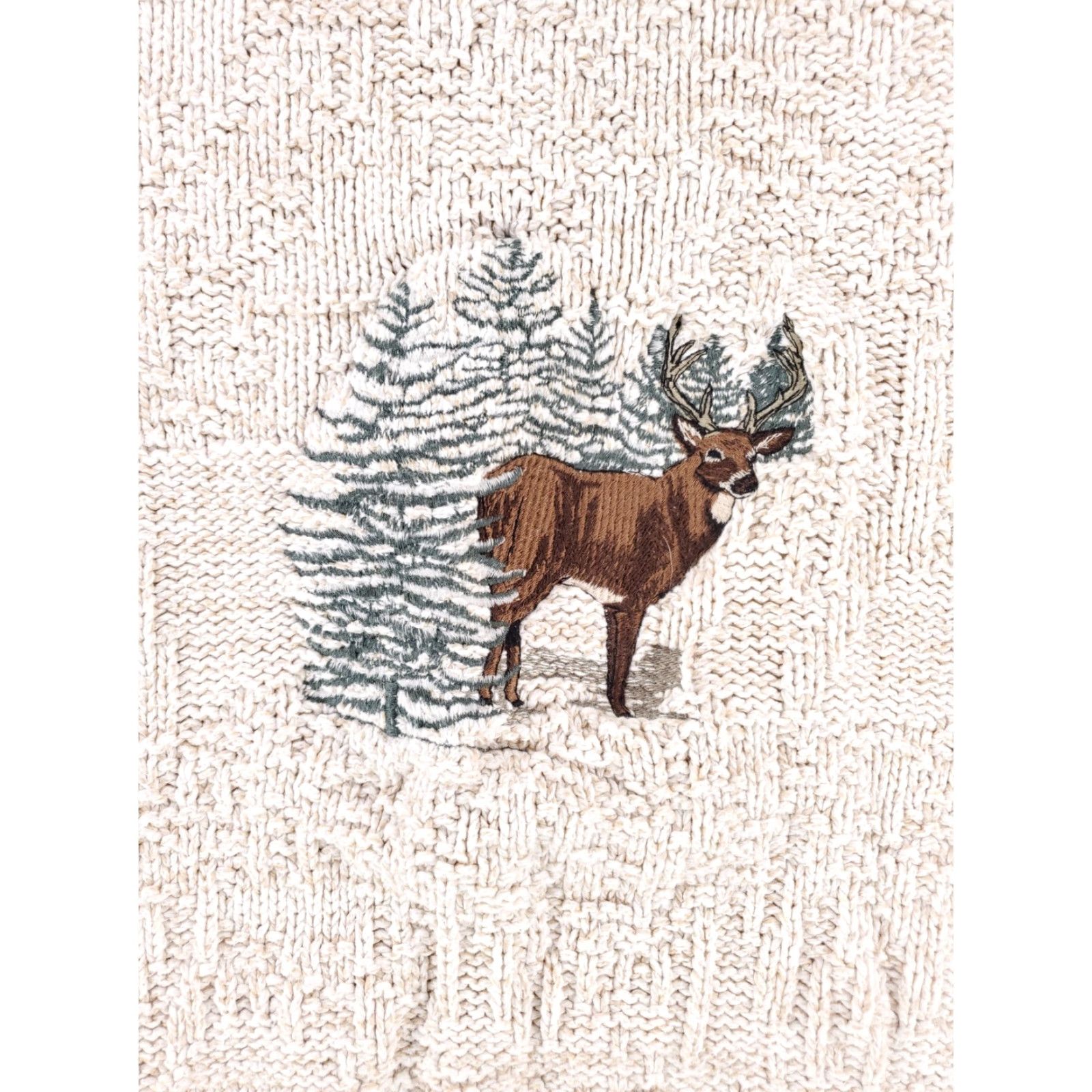 Sears Sears Fieldmaster VTG 90s Knit Sweater Embroidered Deer White Mens XL Tall Size US XL / EU 56 / 4 - 2 Thumbnail