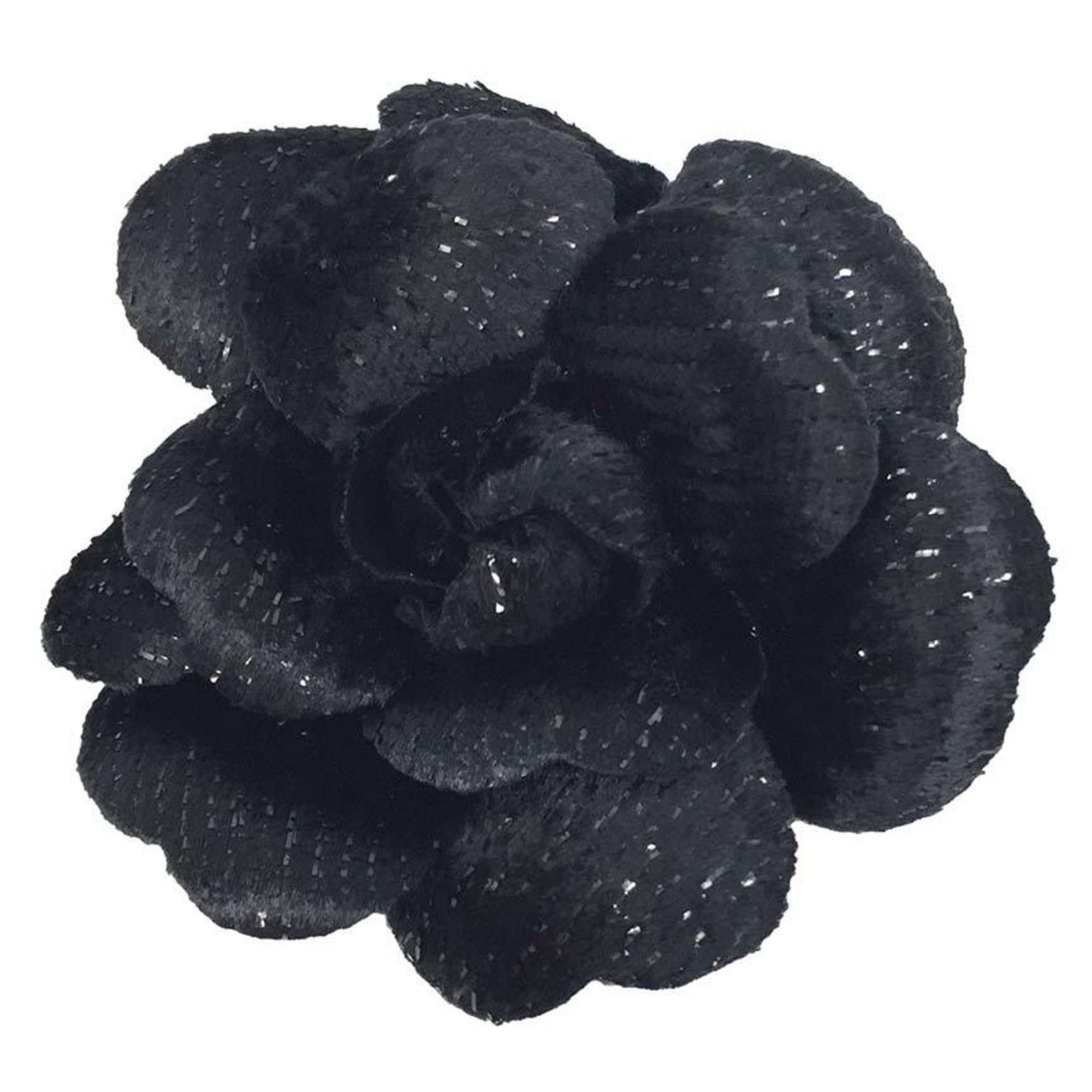 Chanel CHANEL Camellia Corsage Brooch Black Velvet Chanel