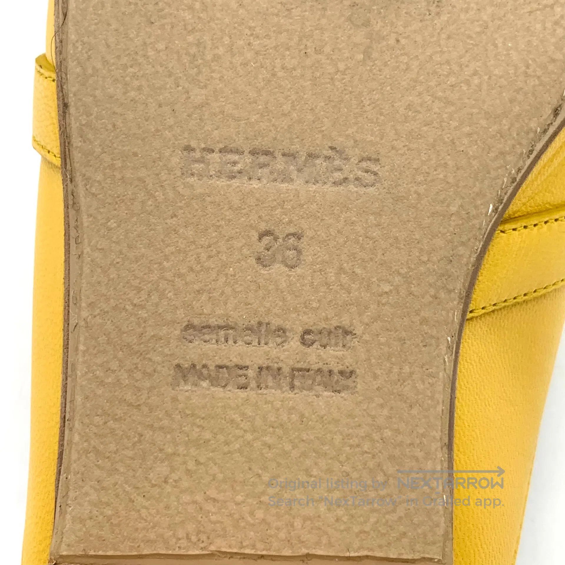 Hermes Hermes Yellow Round Toe Buckle Leather Mule Sandals| Size US 5.5 / IT 35.5 - 6 Thumbnail