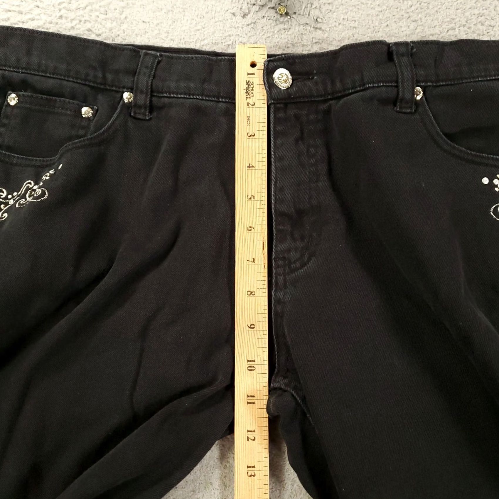 Vintage VINTAGE Lawman Jeans Womens 14 Denim 31in Inseam 5-Pocket Embroidered Studded Black Cotton 90s Western Cowboy Style Straight Travel Womens Size 36" / US 14 / IT 50 - 3 Thumbnail