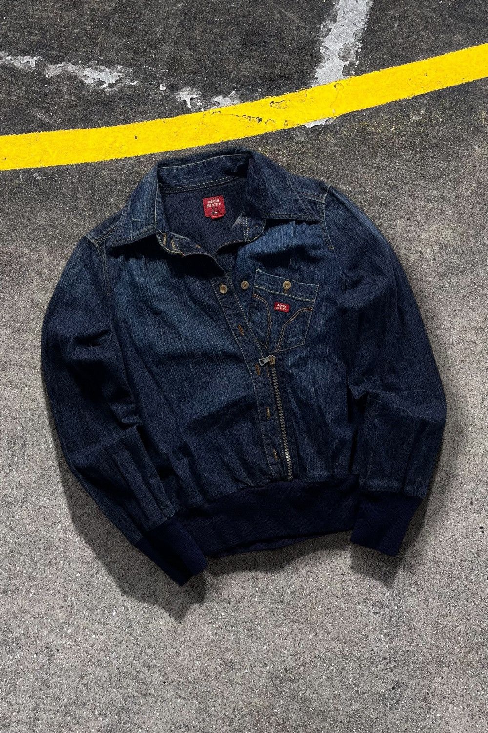 Le Grande Bleu (L.G.B.) Vintage y2k Miss Sixty 60 denim bomber jacket swag drip Size US S / EU 44-46 / 1 - 1 Thumbnail