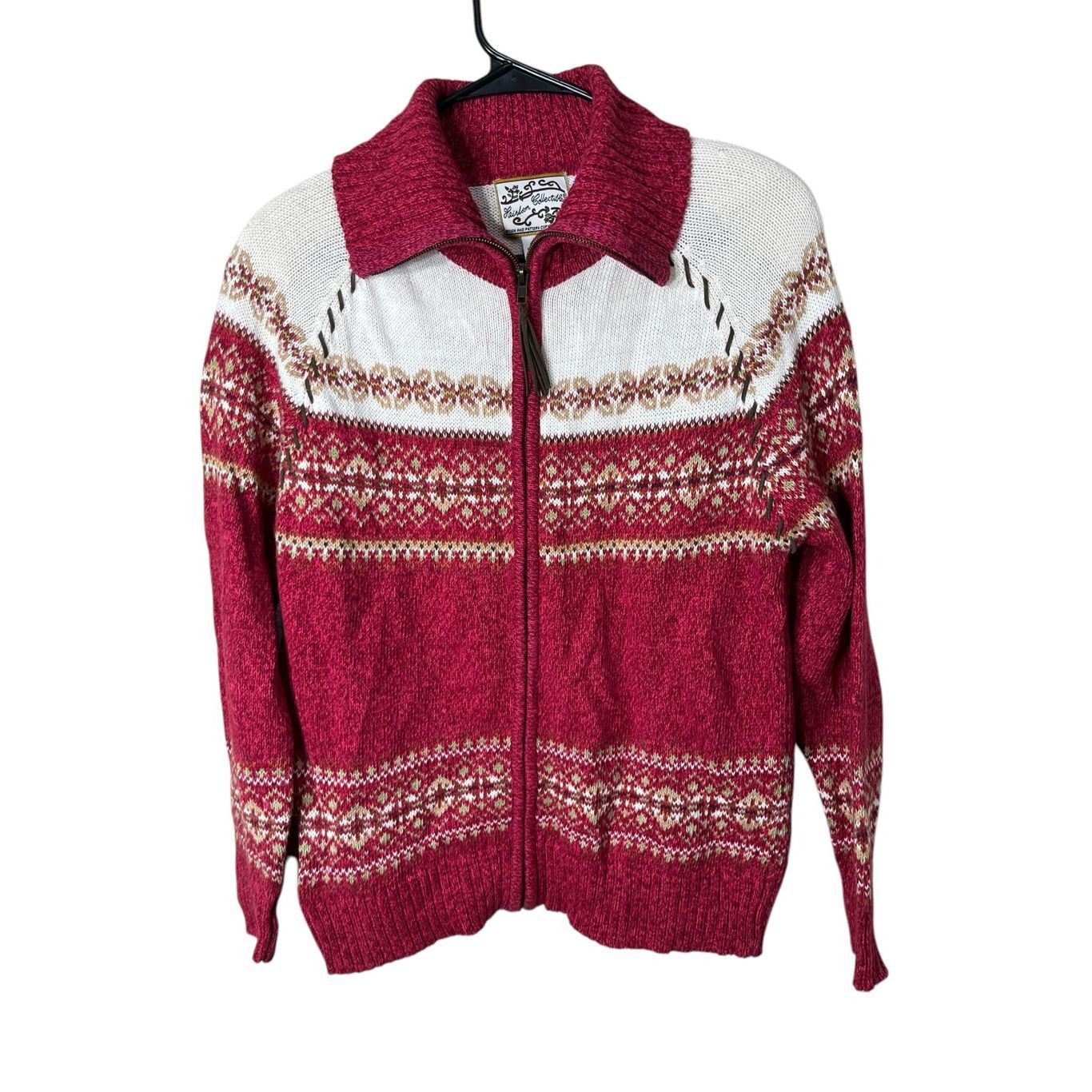 Other Vintage Heirloom Collectibles Cardigan Sweater Zip Up Red Fa Size S / US 4 / IT 40 - 1 Thumbnail