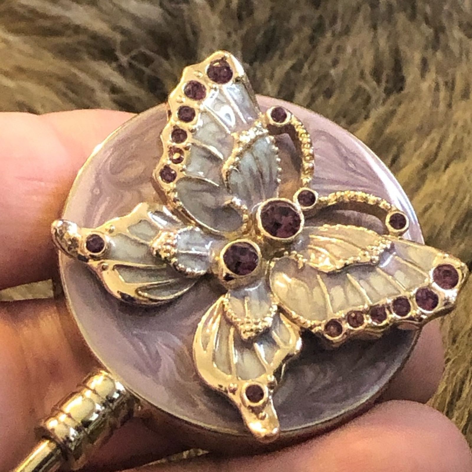 Designer Purple butterfly stone enamel purse holder clip Size ONE SIZE - 3 Thumbnail